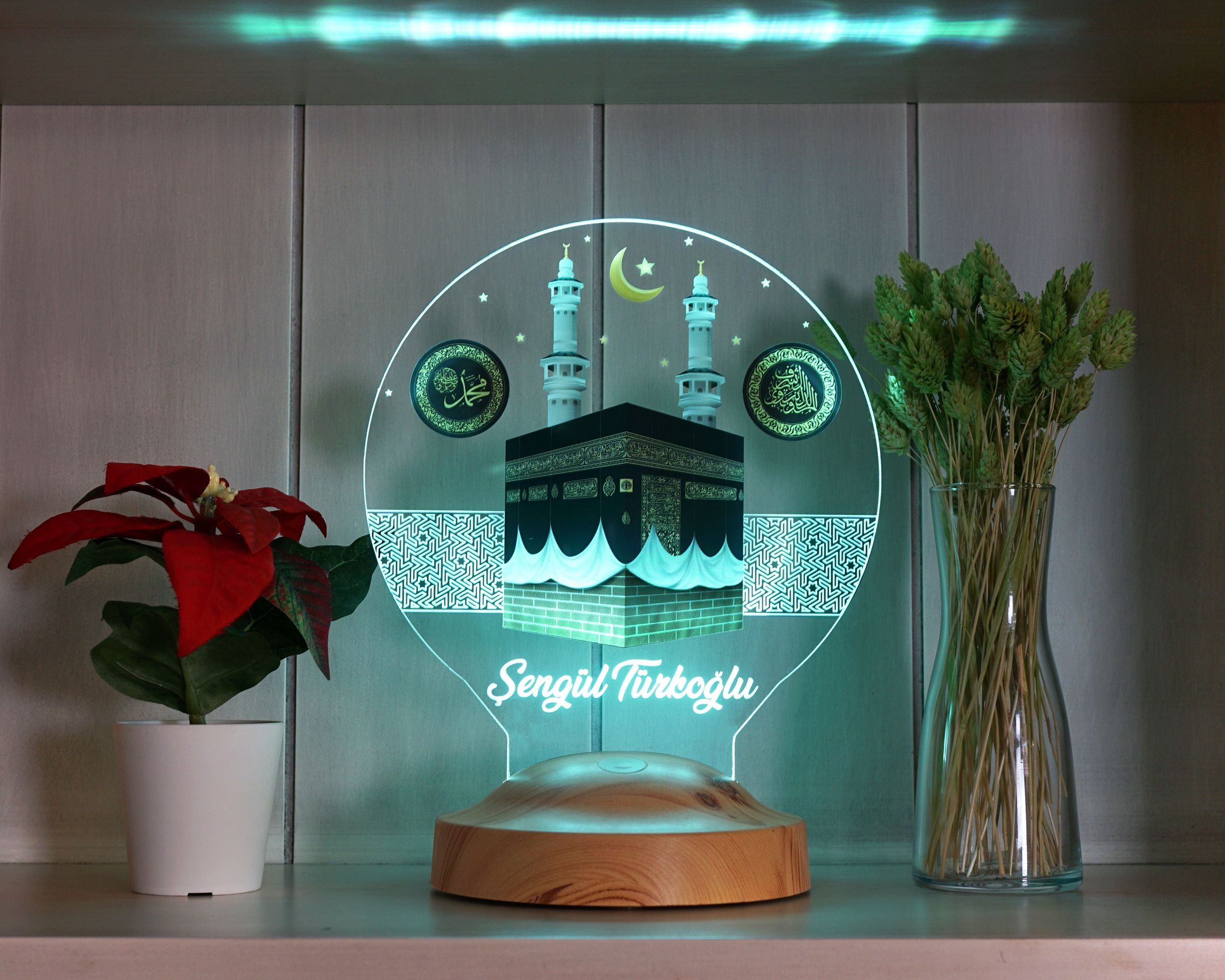 Kaaba Ramadan Deko Islamische Eid Mubarak Dekoration 3D Led Lampe