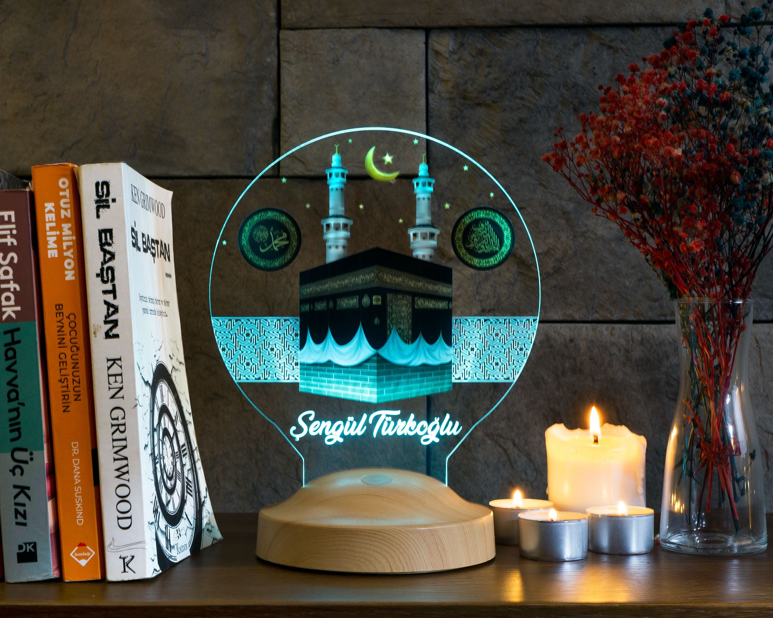 Kaaba Ramadan Deko Islamische Eid Mubarak Dekoration 3D Led Lampe