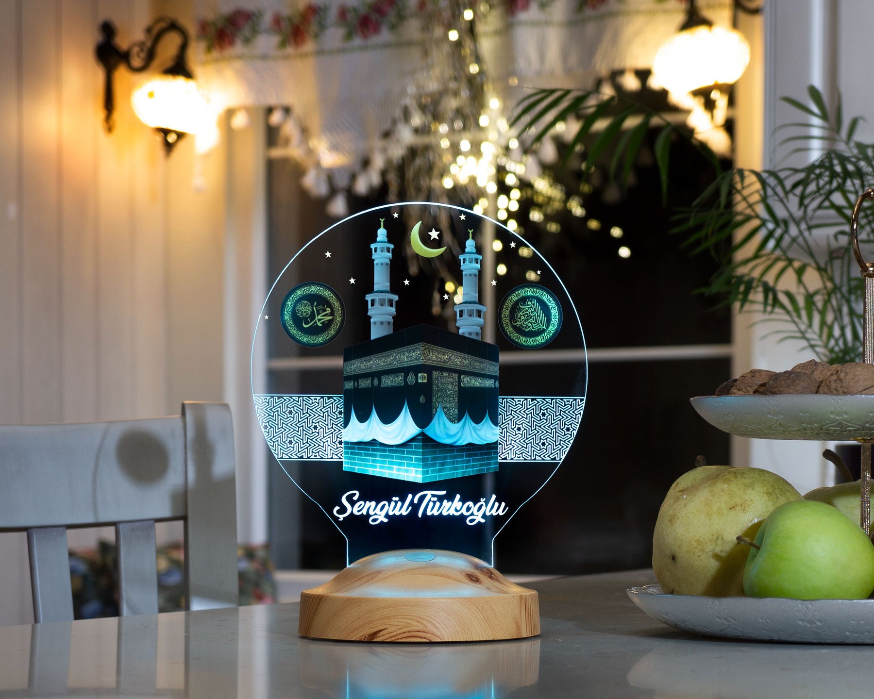 Kaaba Ramadan Deko Islamische Eid Mubarak Dekoration 3D Led Lampe