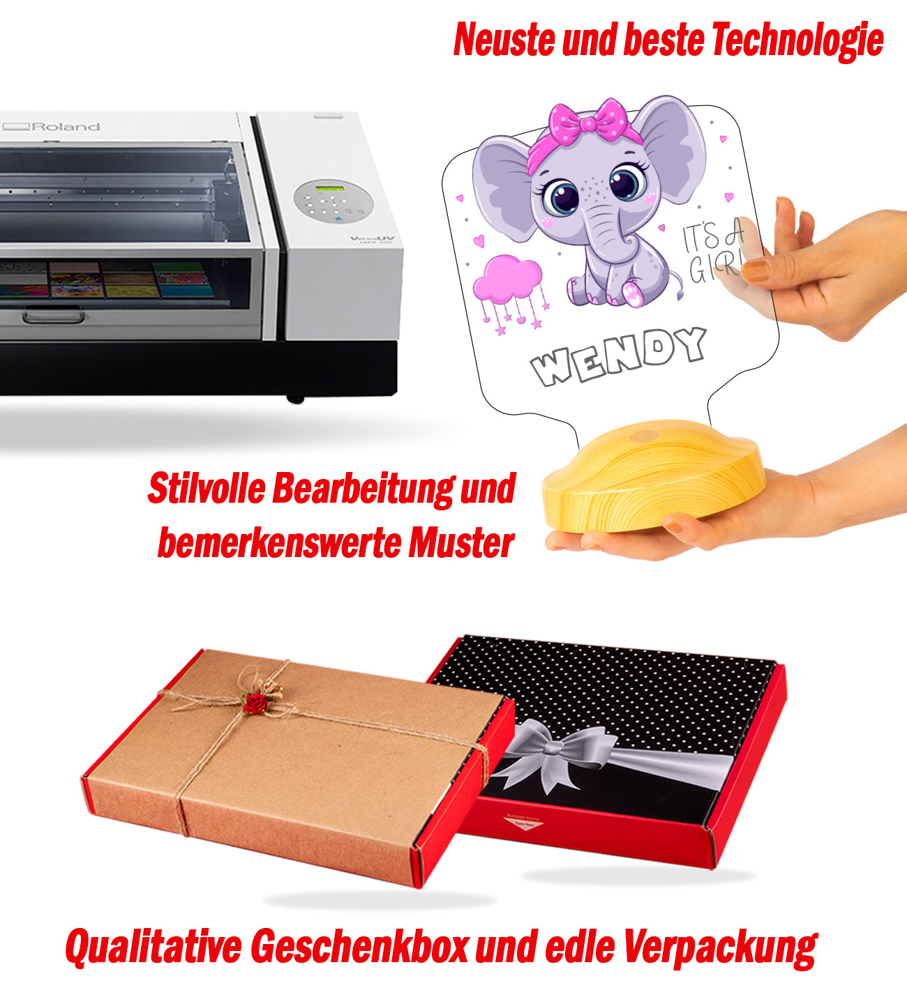 Baby Elefant Baby Geschenk, Elefanten LED Lampe als Nachttisch fürs Kinderzimmer mit Namensgravur, Weihnachtsgeschenk Mädchen oder Jungen