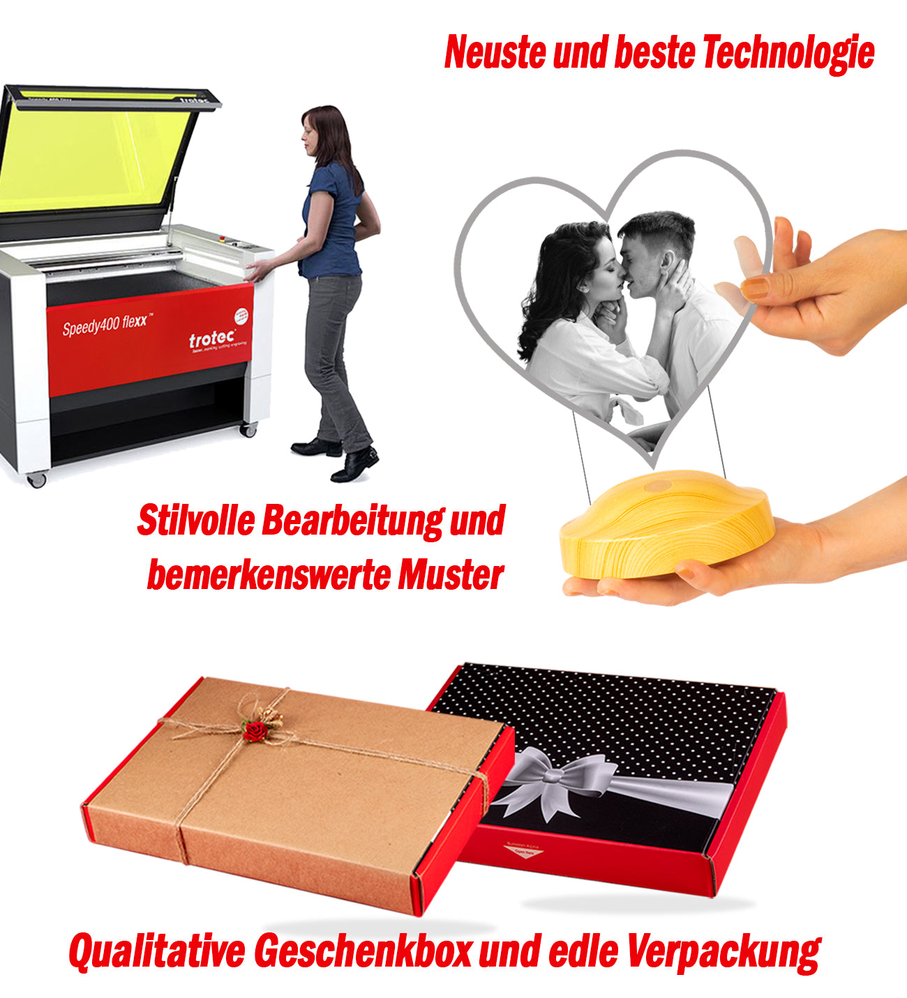 Fotogeschenke mit Wunschtext & eigenes Bild Herzform