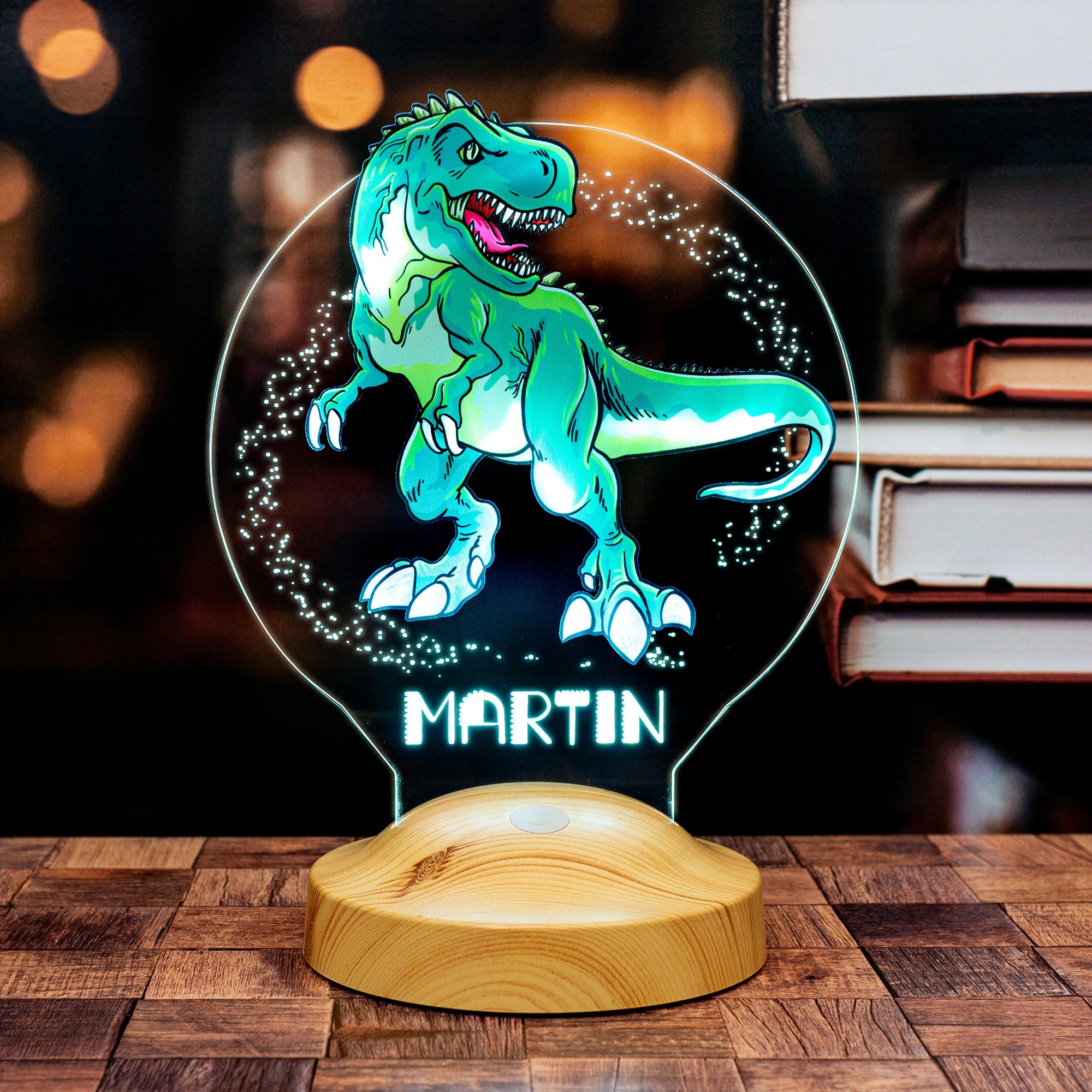 T-REX DINOSAURIER PERSONALISIERTE LAMPE MIT UV DRUCK 3D VISION LED NACHTLICHT