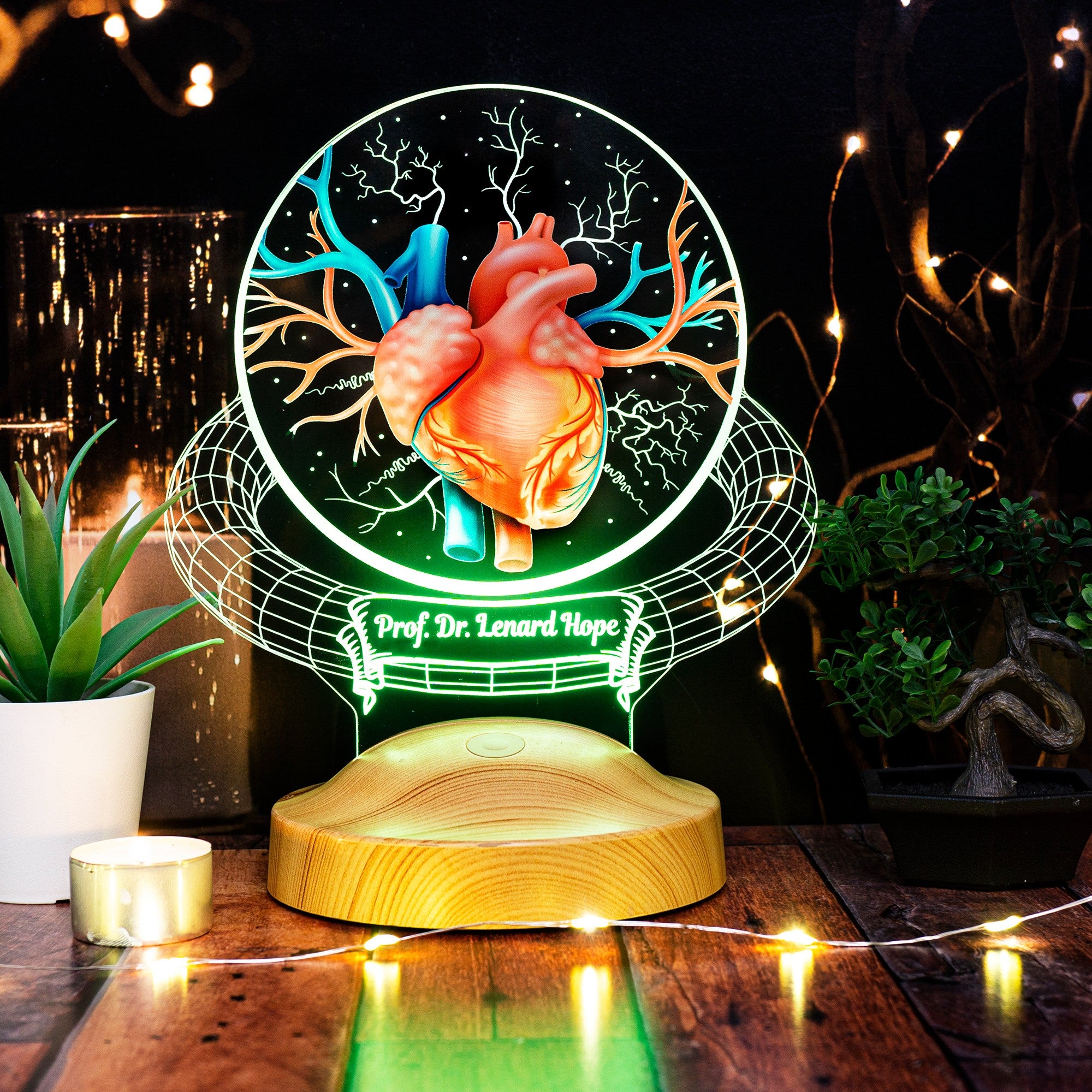 Personalisierte 3D-Lampe für Herzchirurgen, Kardiologengeschenk mit Gravur