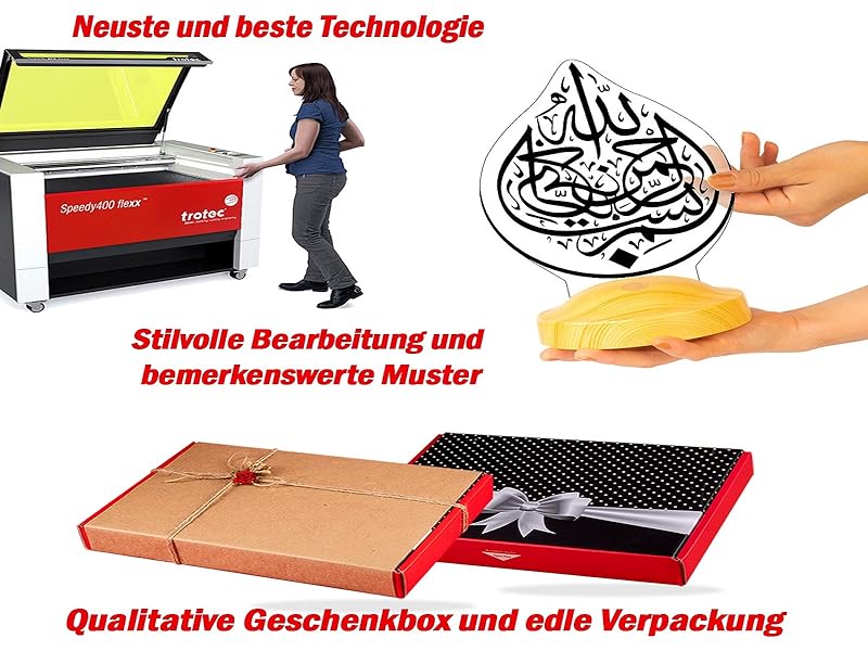 Bismillah Ramadan Deko Islamische Eid Mubarak Dekoration 3D Led Lampe