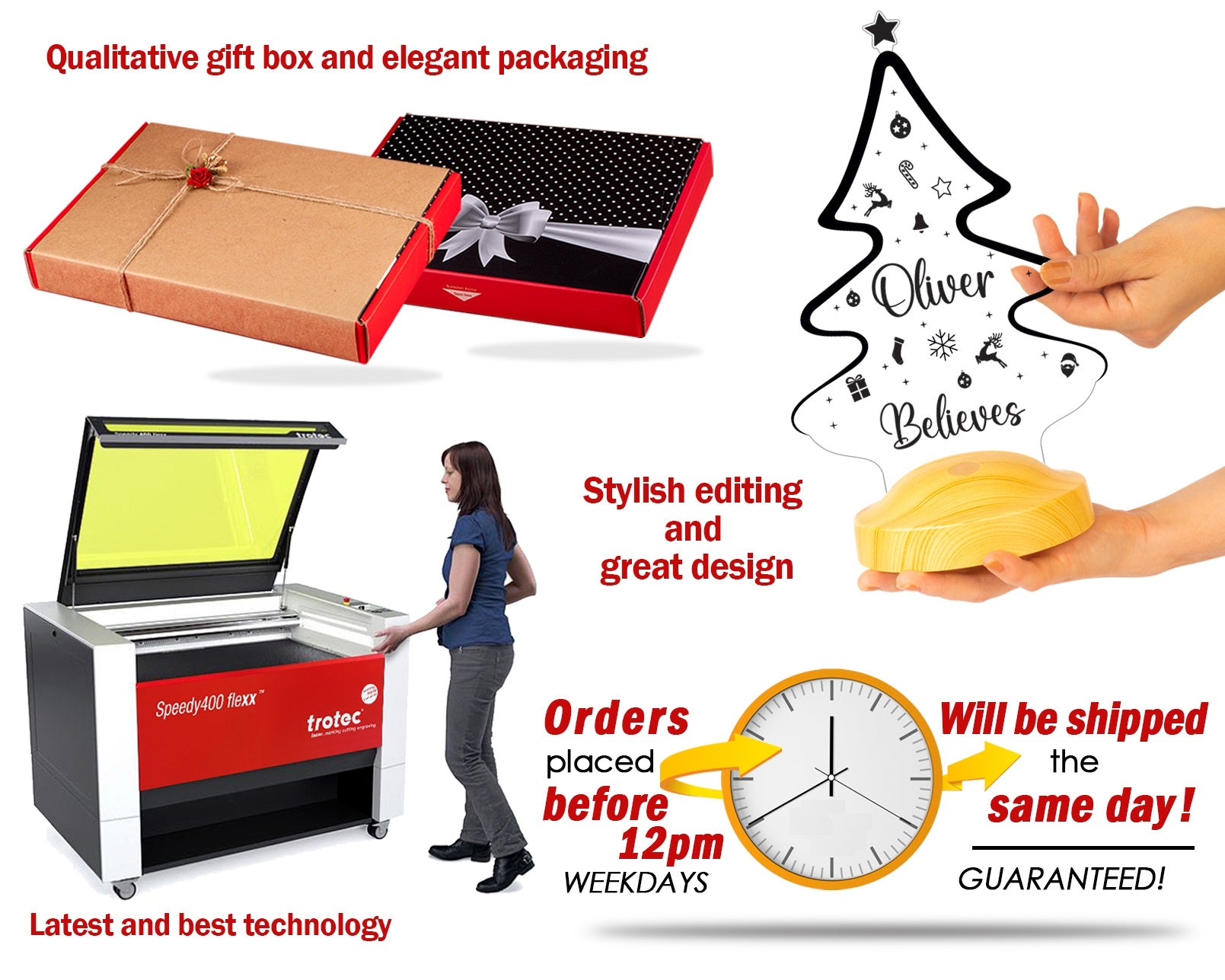 Weihnachtsbaum Süße Motiv Personalisierte Lampe mit Gravur