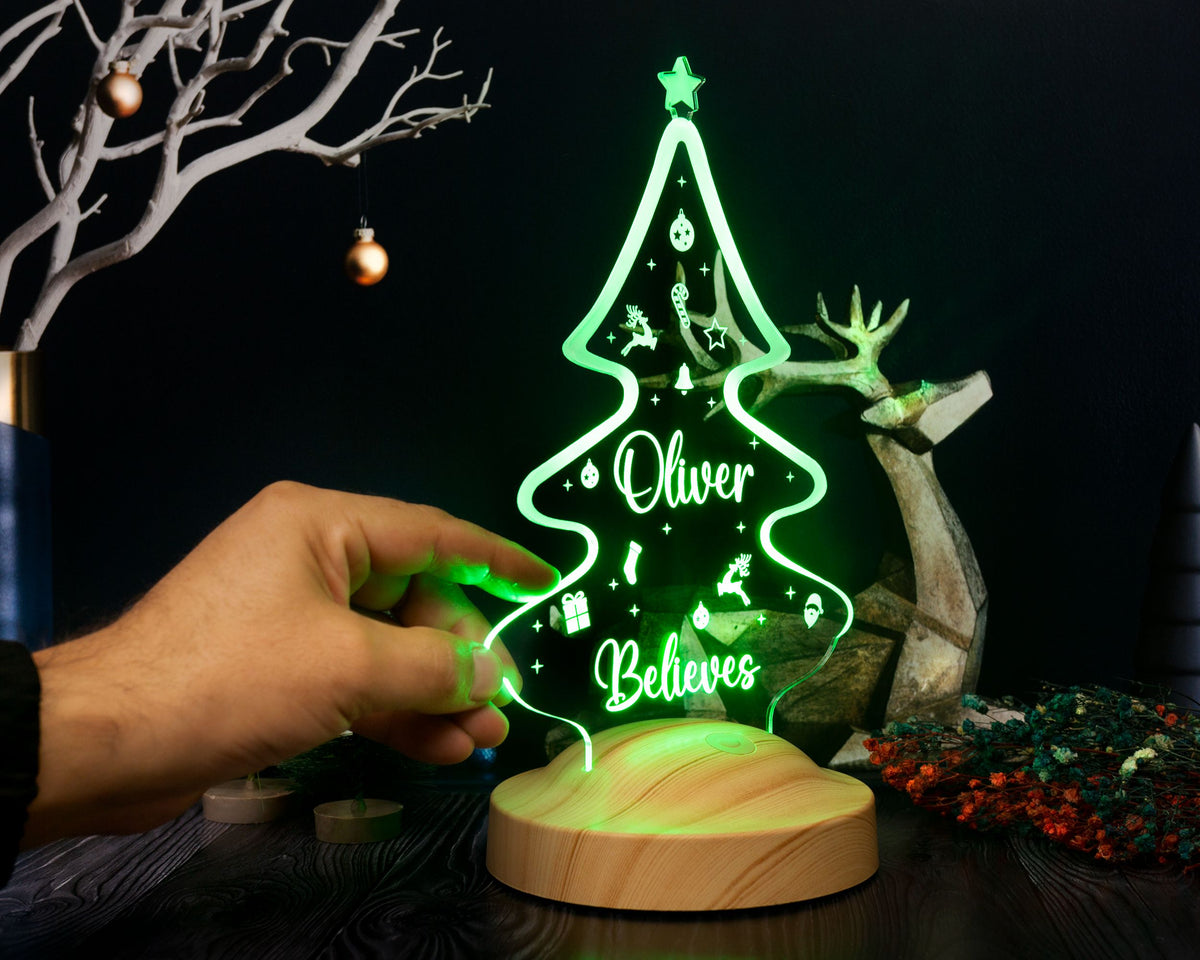 Weihnachtsbaum Süße Motiv Personalisierte Lampe mit Gravur