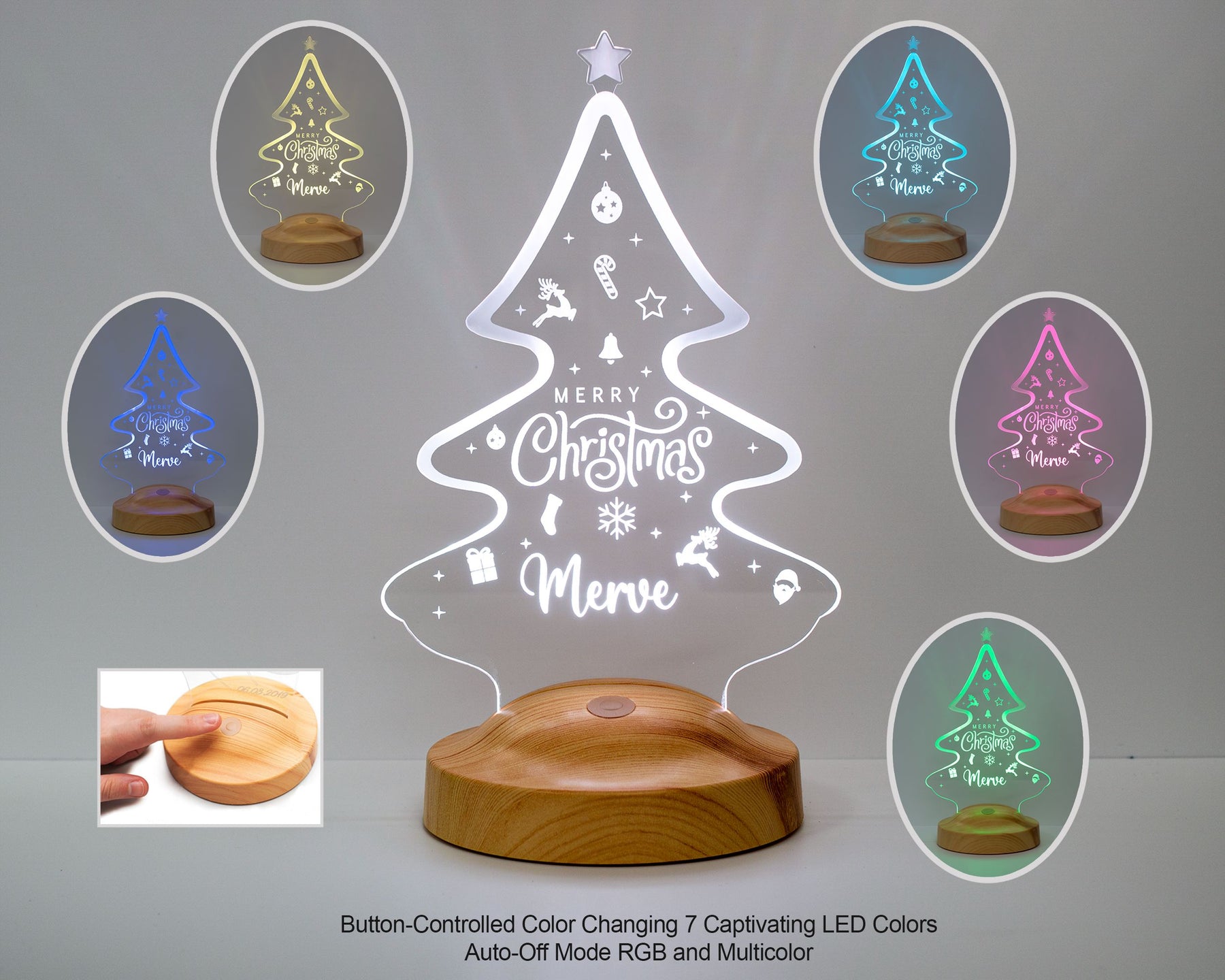 Weihnachtsbaum Süße Motiv Personalisierte Lampe mit Gravur