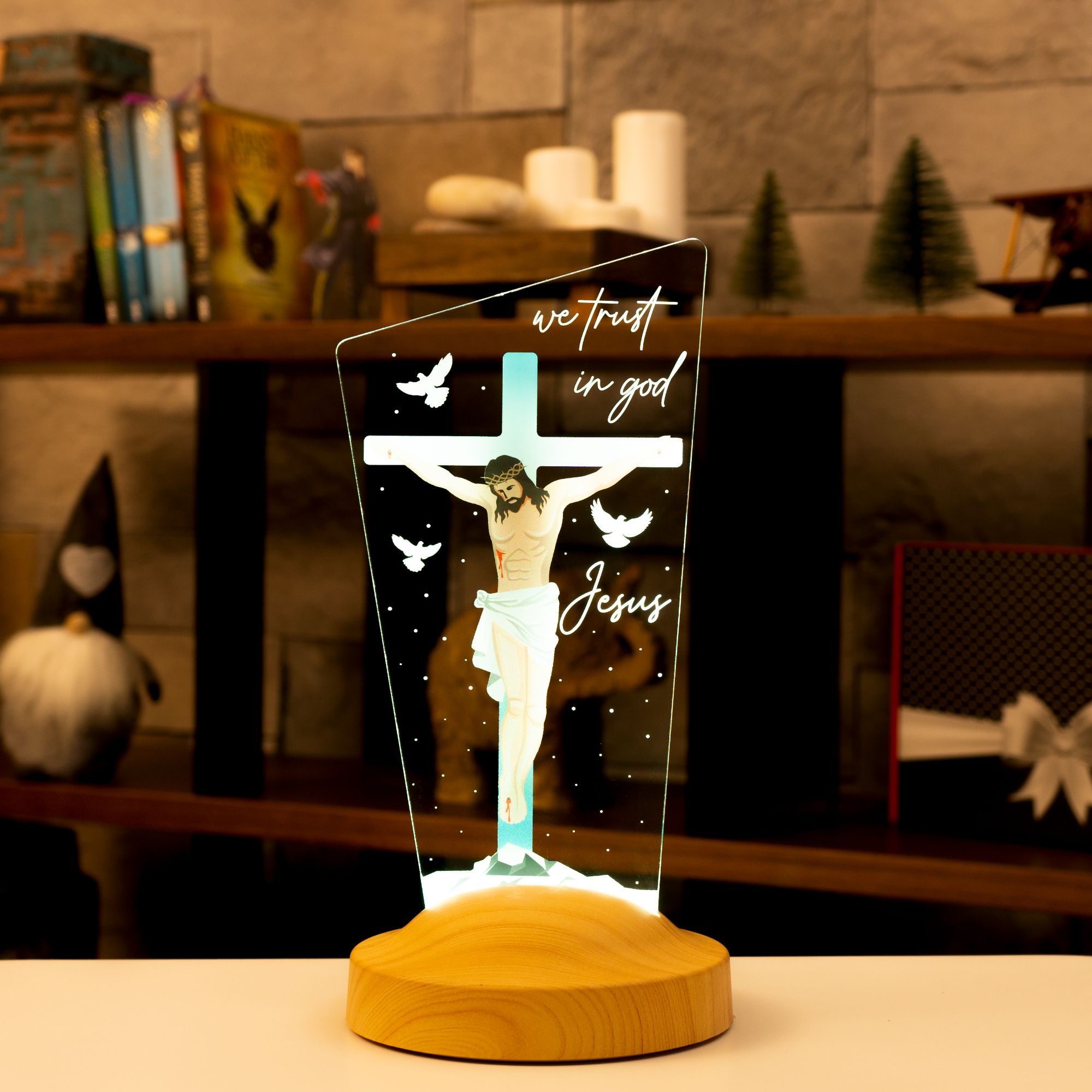 Geschenk für religiöse Freunde| Christliche Lampe Geschenk anpassen | Acrylglas Kreuz|