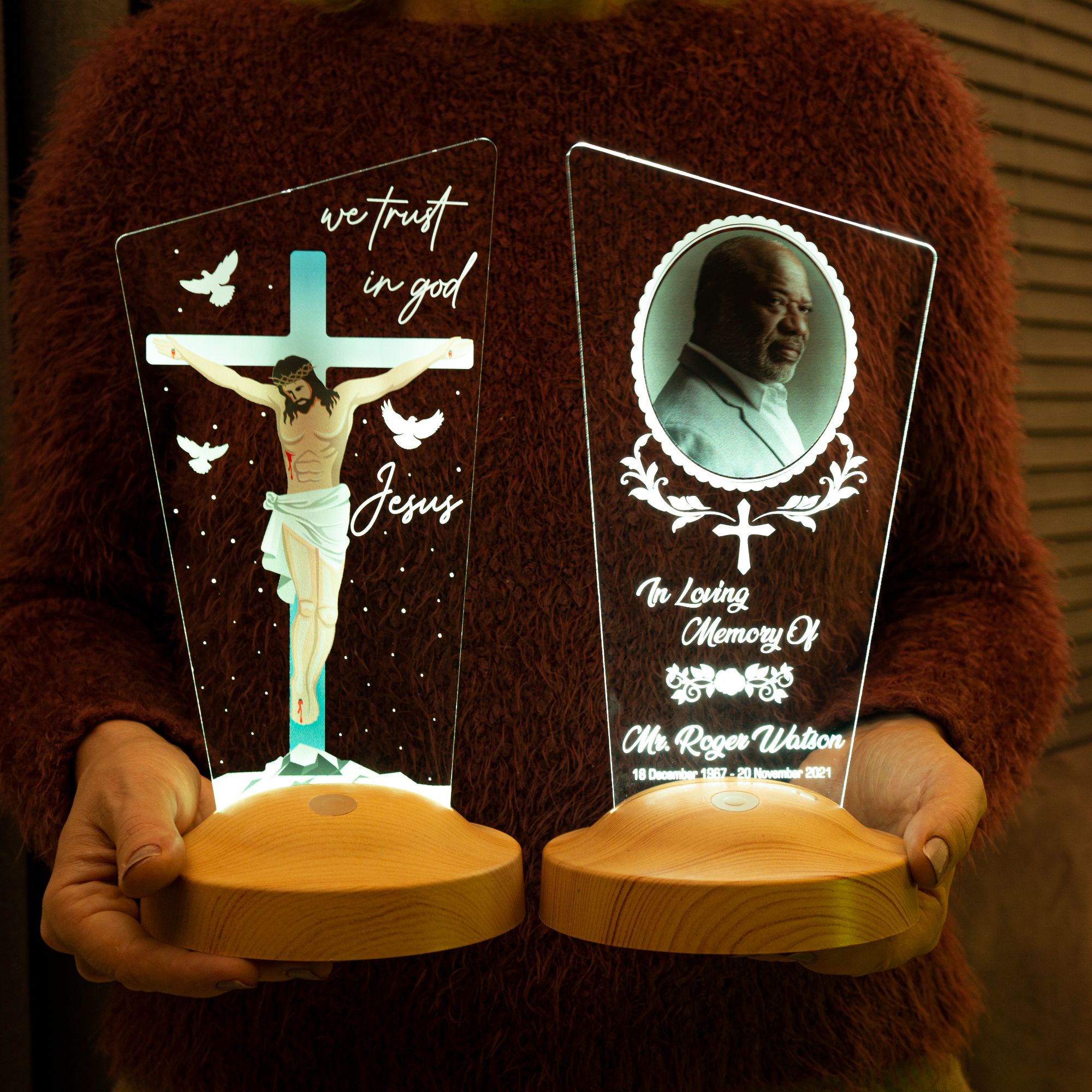 Geschenk für religiöse Freunde| Christliche Lampe Geschenk anpassen | Acrylglas Kreuz|