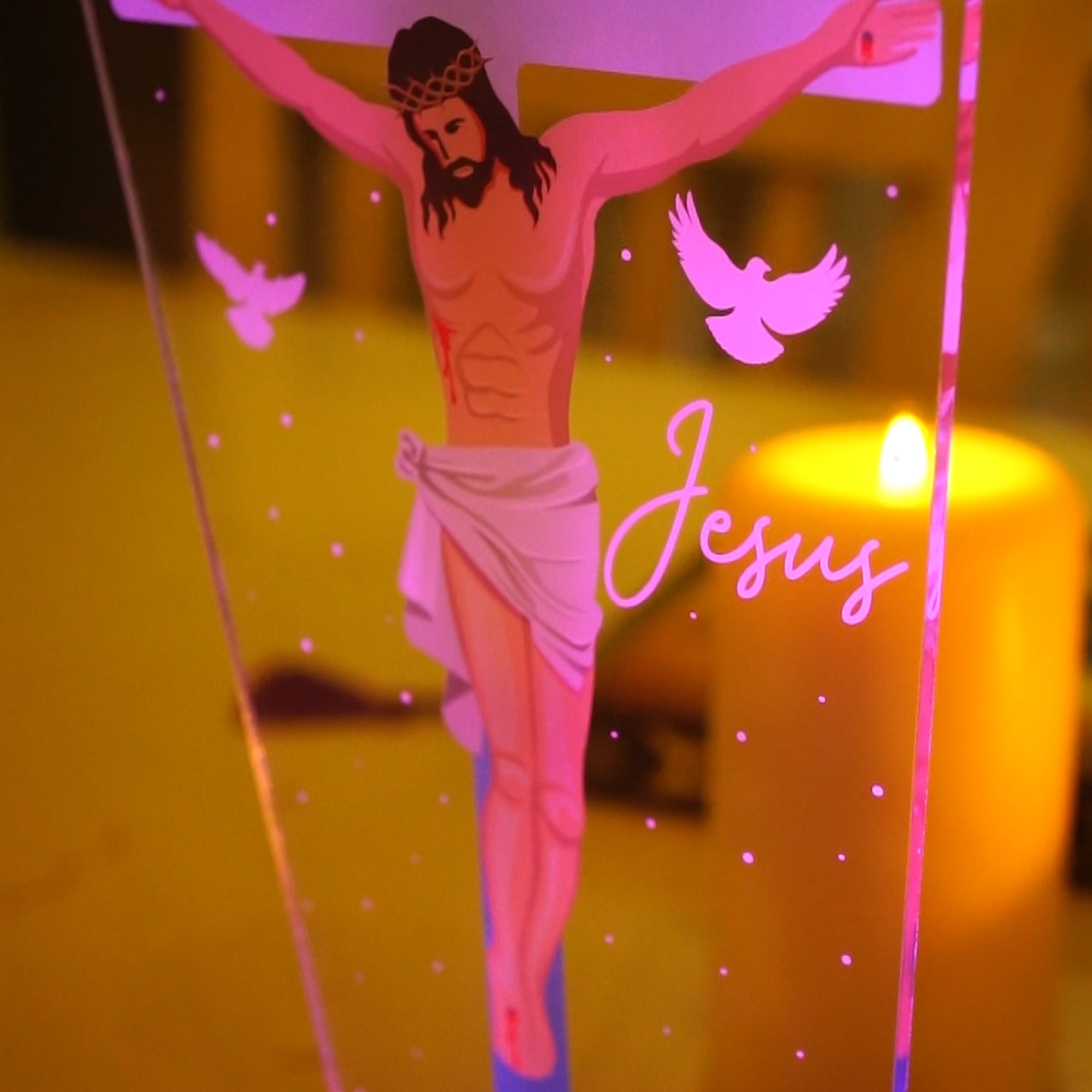 Geschenk für religiöse Freunde| Christliche Lampe Geschenk anpassen | Acrylglas Kreuz|