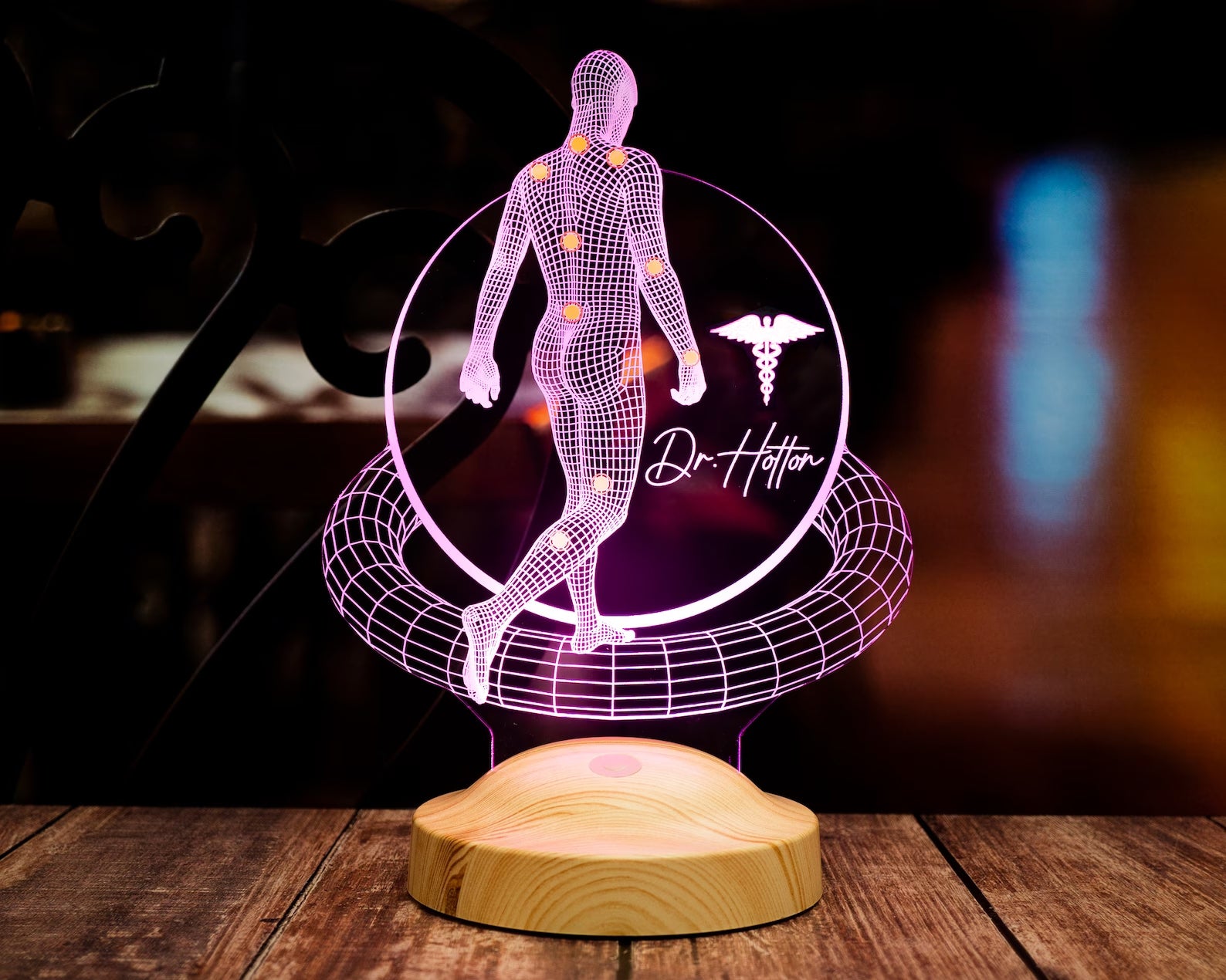 3D Physio Led Lampe mit Namensgravur, Weihnachtsgeschenke für Physiotherapeuten, Physiotherapeut Geschenk
