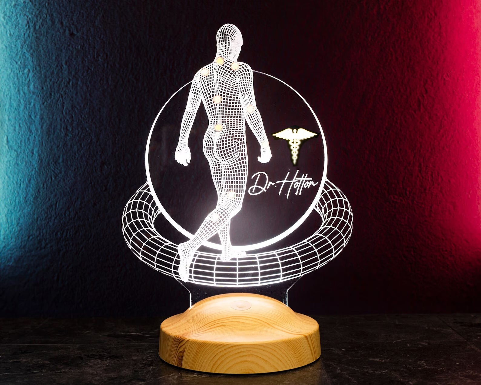 3D Physio Led Lampe mit Namensgravur, Weihnachtsgeschenke für Physiotherapeuten, Physiotherapeut Geschenk