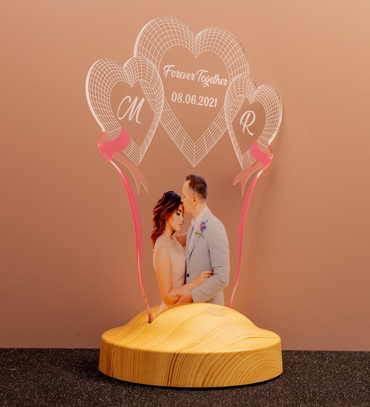 Personalisiert Foto-Lampe mit Wunschtext – Geschenk mit persönlichem Bild