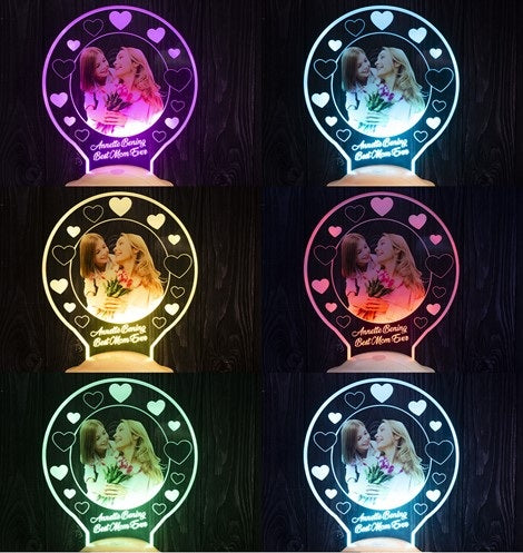 Personalisiertes Rund Acryl-Licht "Dein Haustier" mit Foto - LED Lampe aus Acryl mit Foto, Namen gestalten | LED Acryl Lampe personalisiert