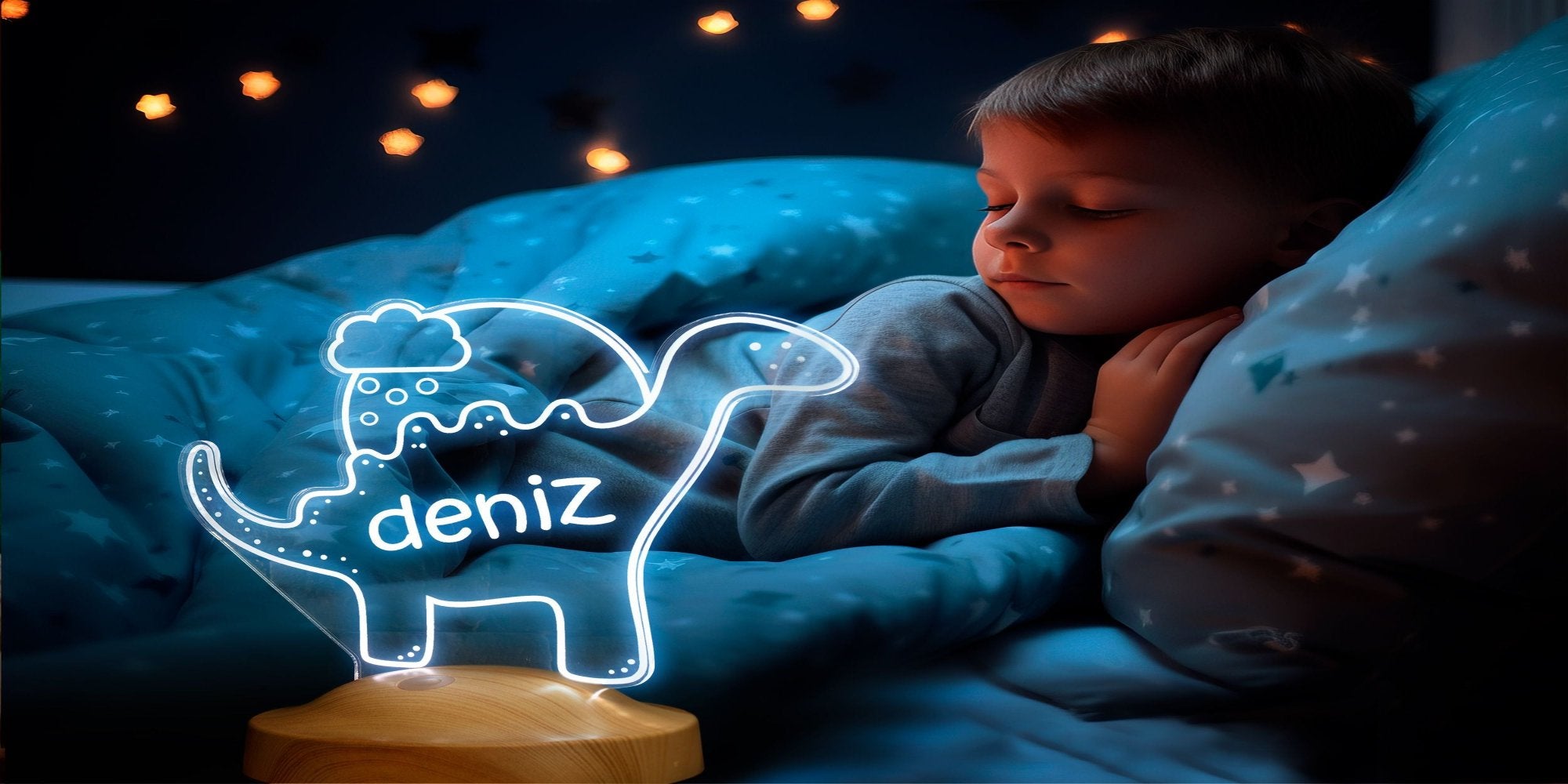 LED Nachtlicht Kinder personalisiert - Dinosaurier Aquarell Dino Lampe