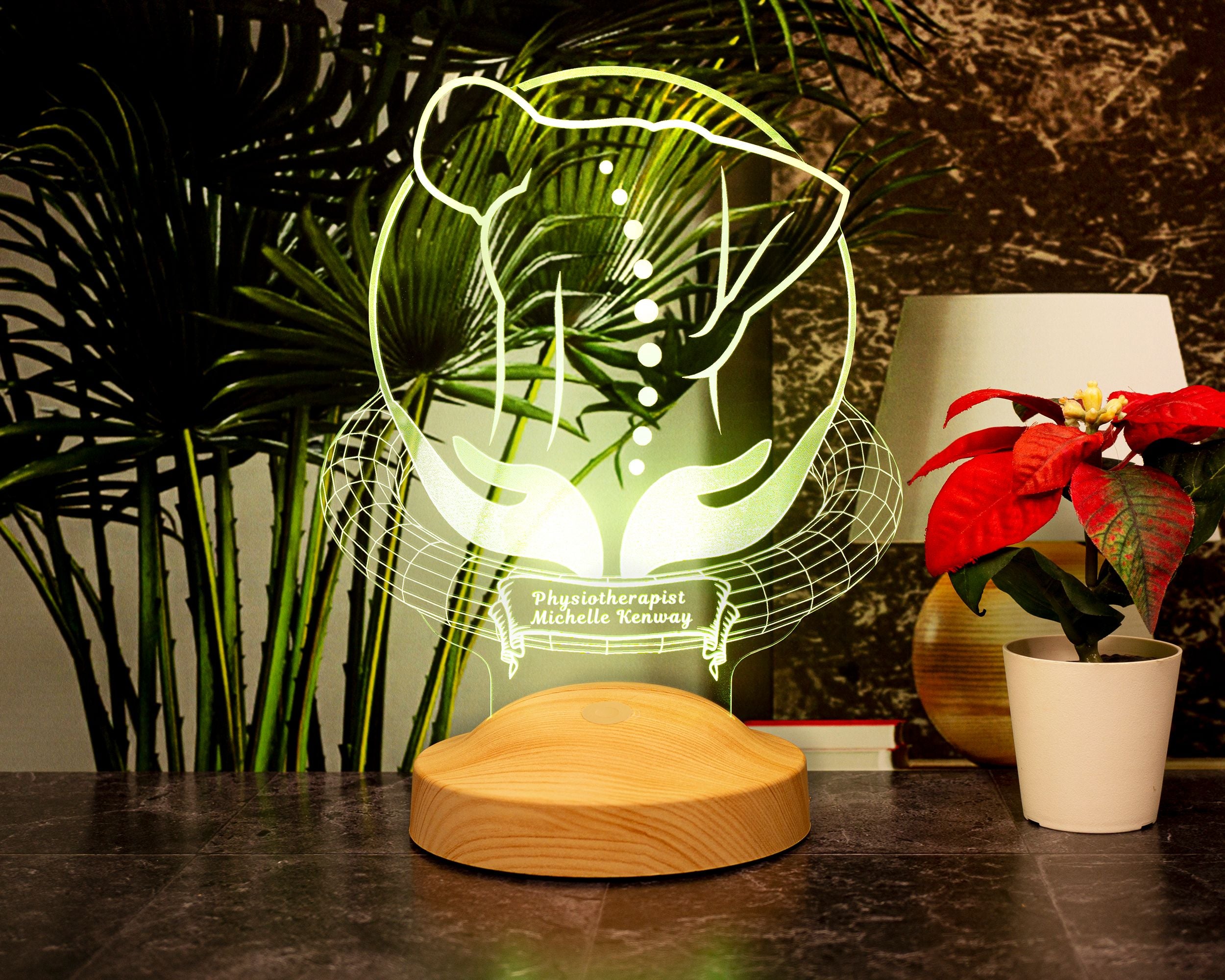 3D Physio Led Lampe mit Namensgravur, Dankeschön für Physiotherapeuten, Weihnachtsgeschenke für Physiotherapeuten, Physiotherapeut Geschenk
