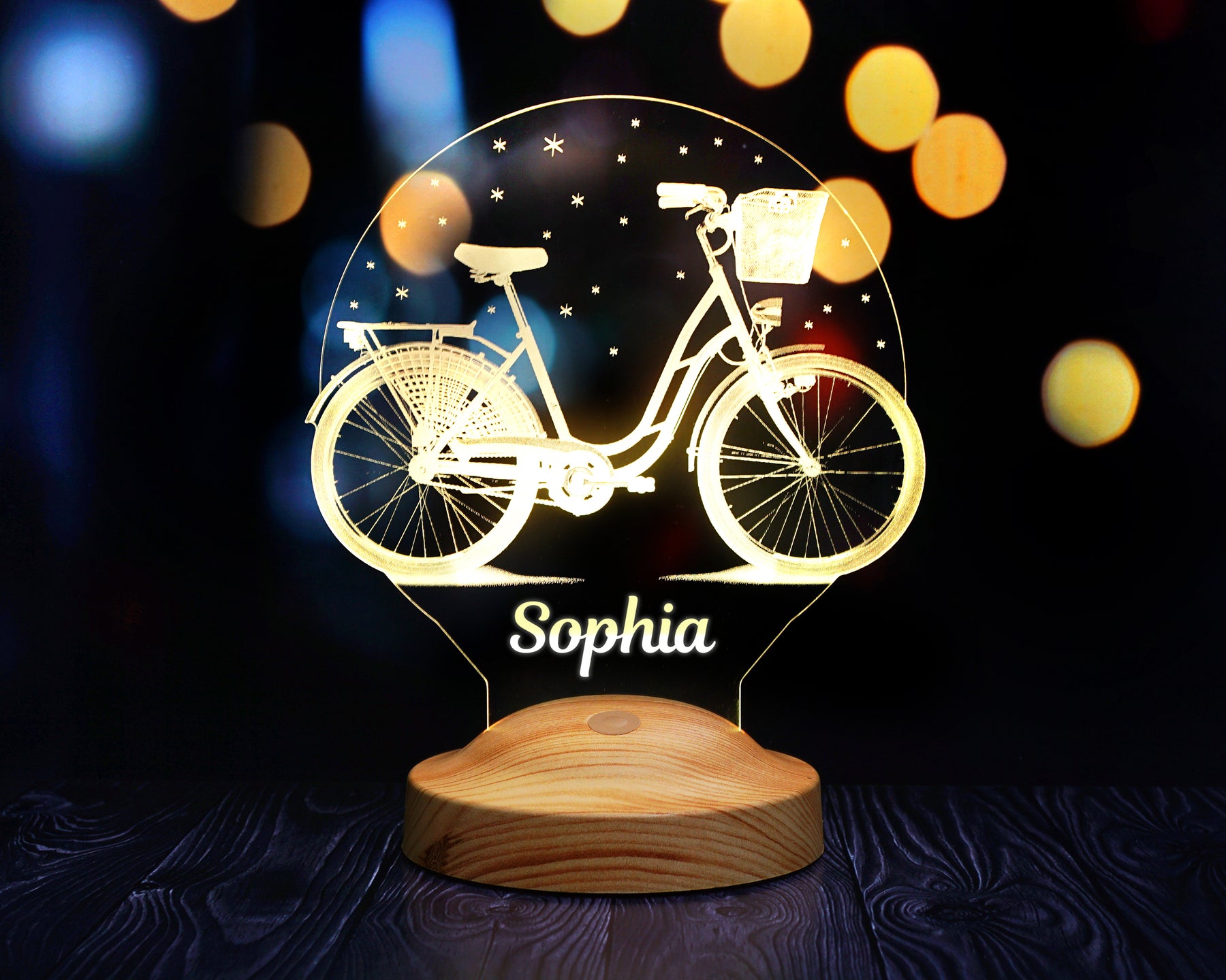 Fahrrad Motiv Personalisierte Lampe mit Wunschtext