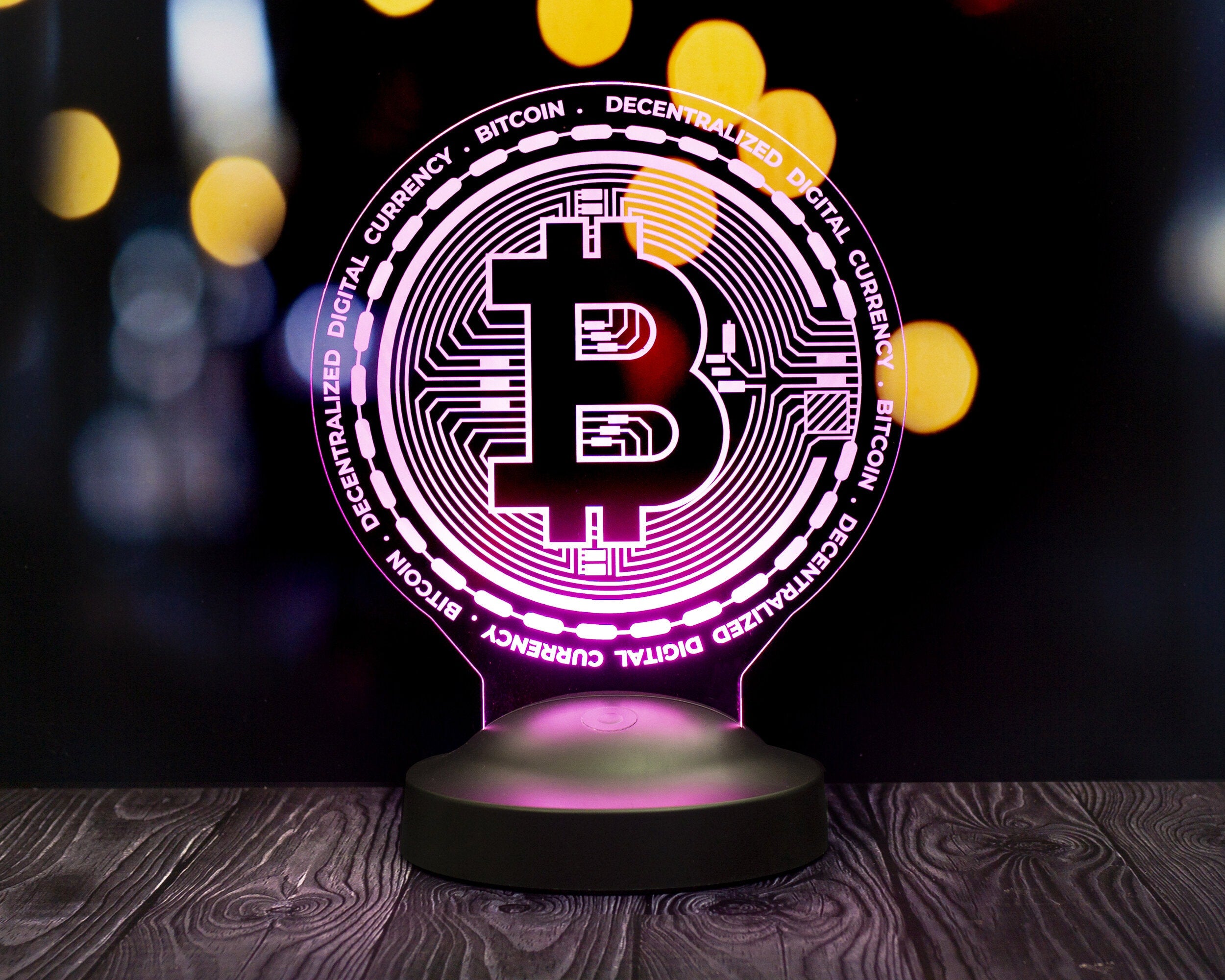 Bitcoin Lampe 3D Vision LED Nachtlicht Geschenk für Geburtstag