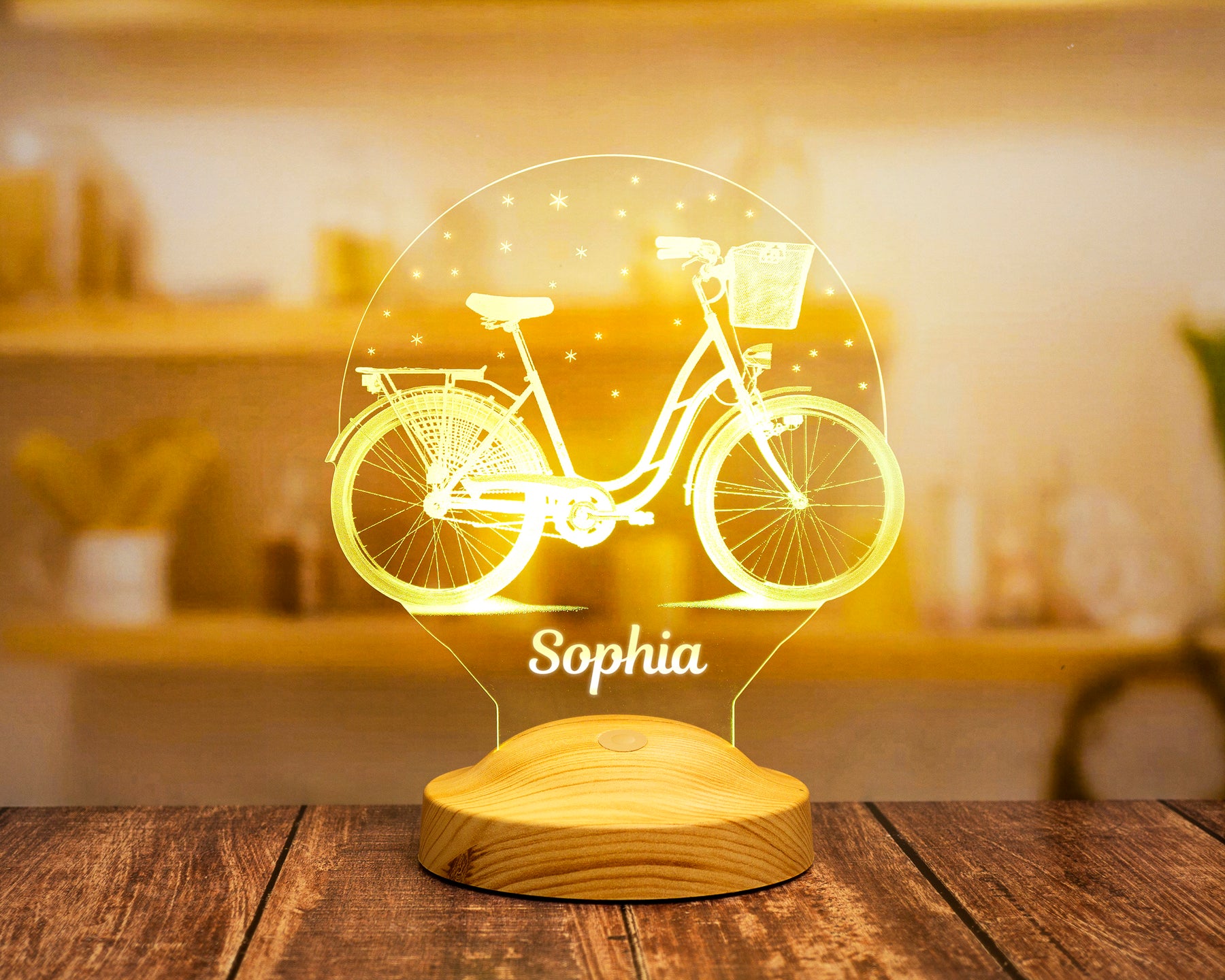 Fahrrad Motiv Personalisierte Lampe mit Wunschtext