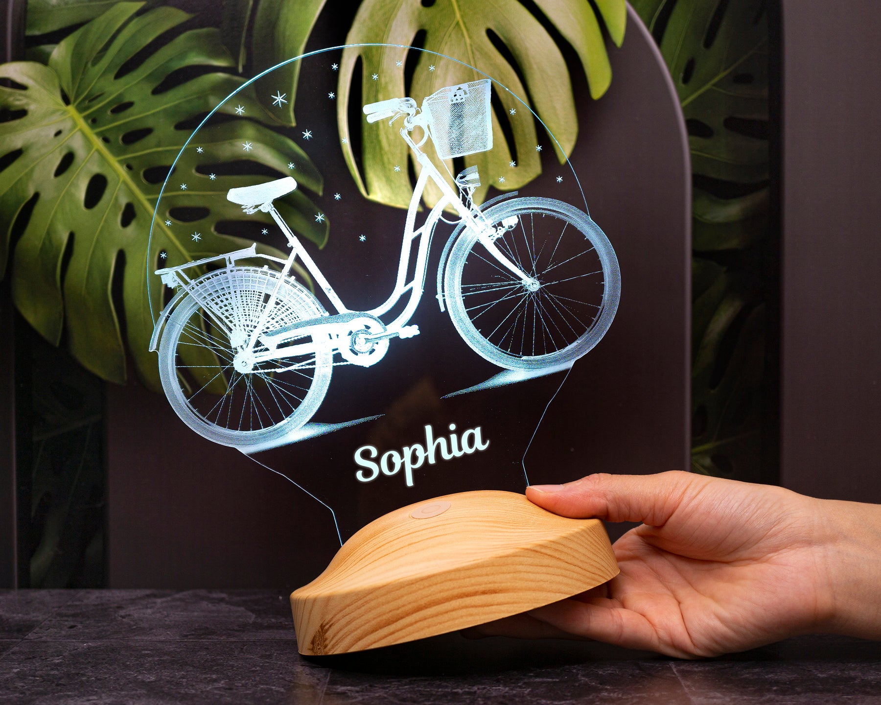 Fahrrad Motiv Personalisierte Lampe mit Wunschtext