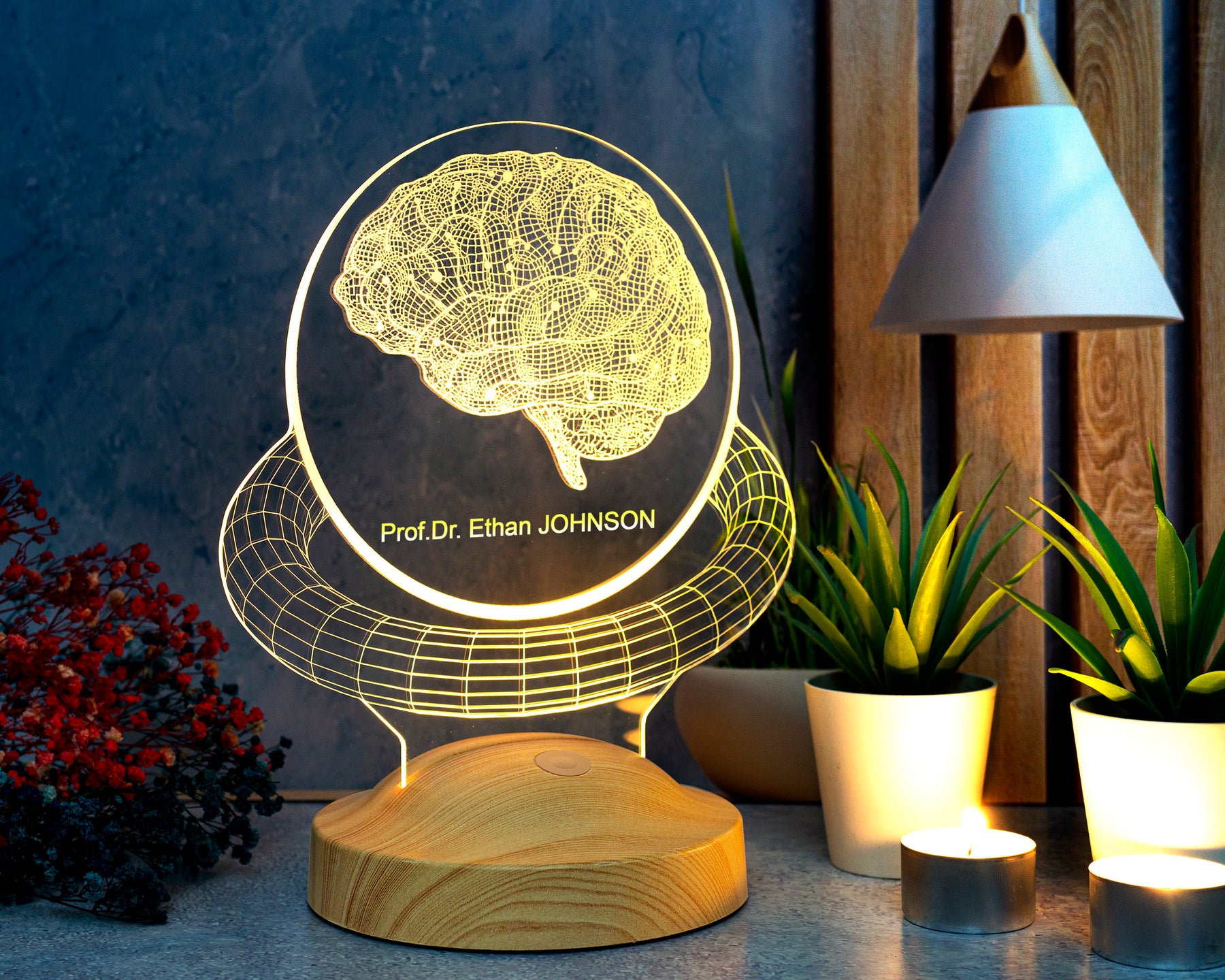 Personalisierte Gehirn 3D-Lampe für Schulpsychologen, Psychologie mit Gravur