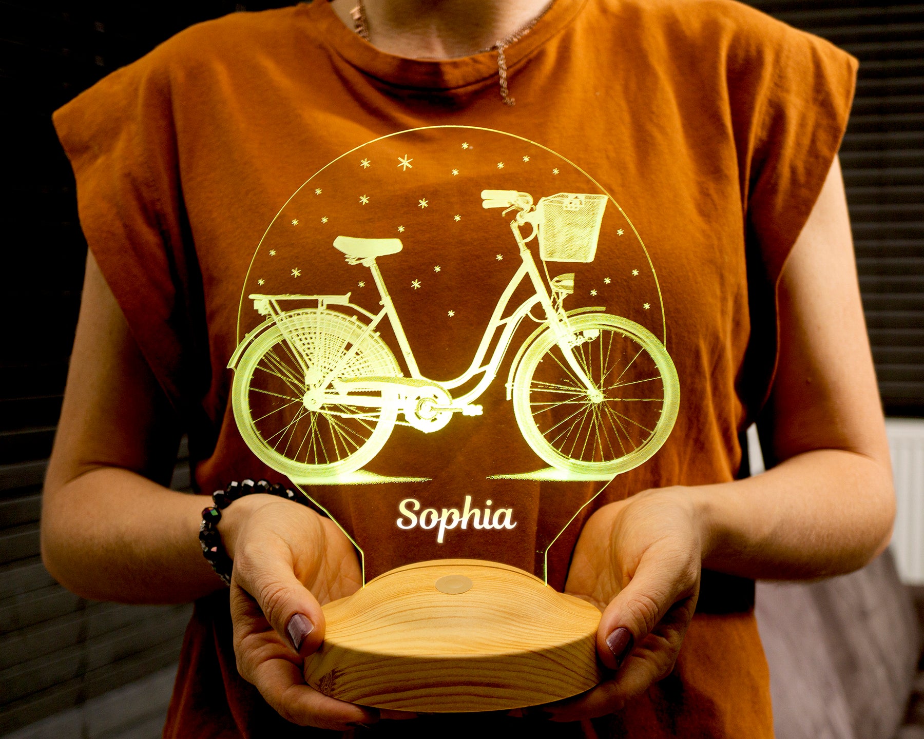 Fahrrad Motiv Personalisierte Lampe mit Wunschtext