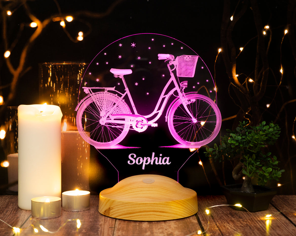 Fahrrad Motiv Personalisierte Lampe mit Wunschtext