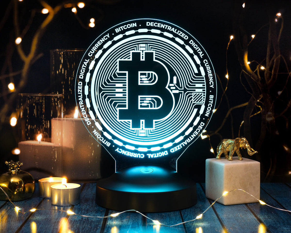Bitcoin Lampe 3D Vision LED Nachtlicht Geschenk für Geburtstag