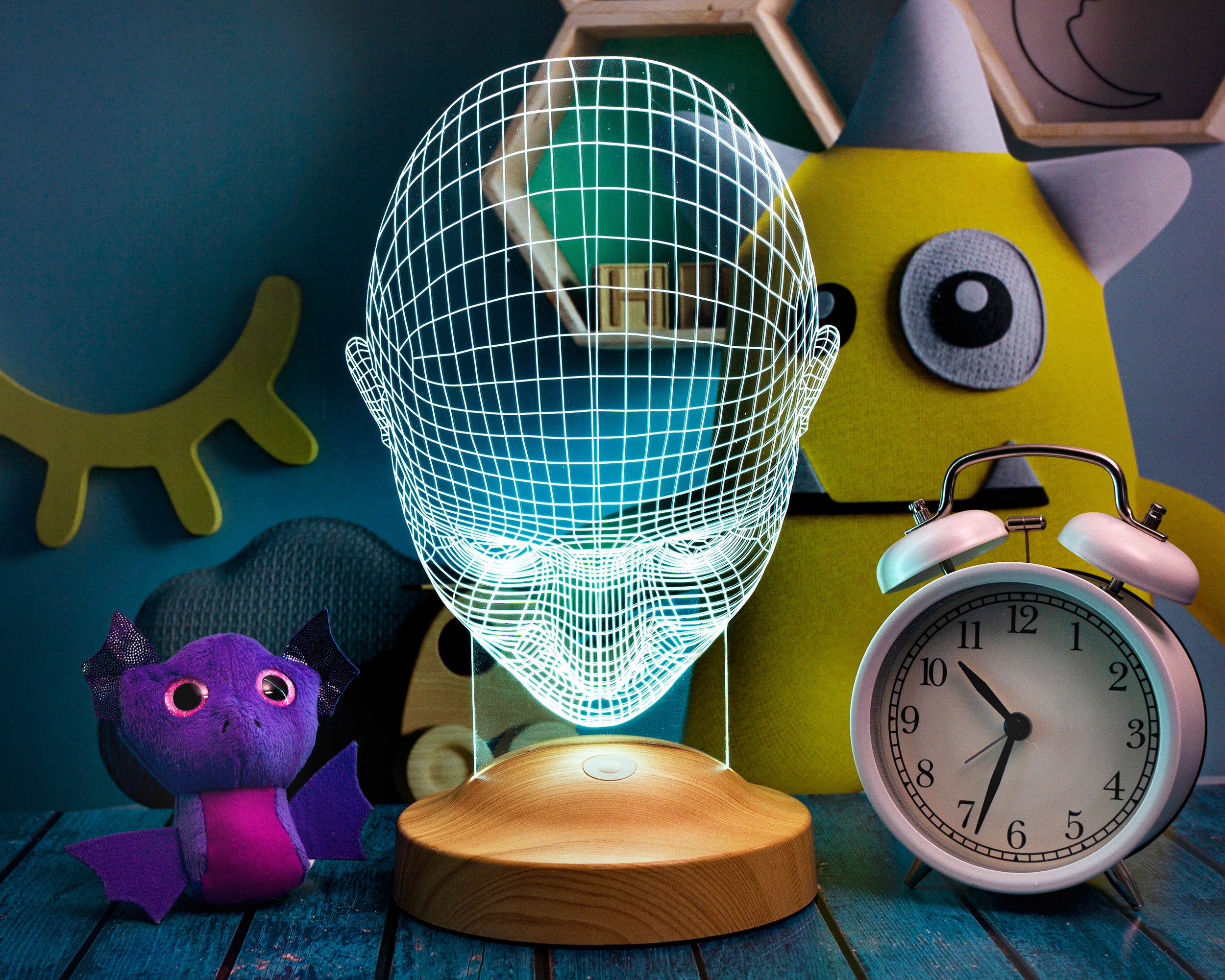 Kopf Lampe 3D Vision LED Nachtlicht Ohne Wunschtext