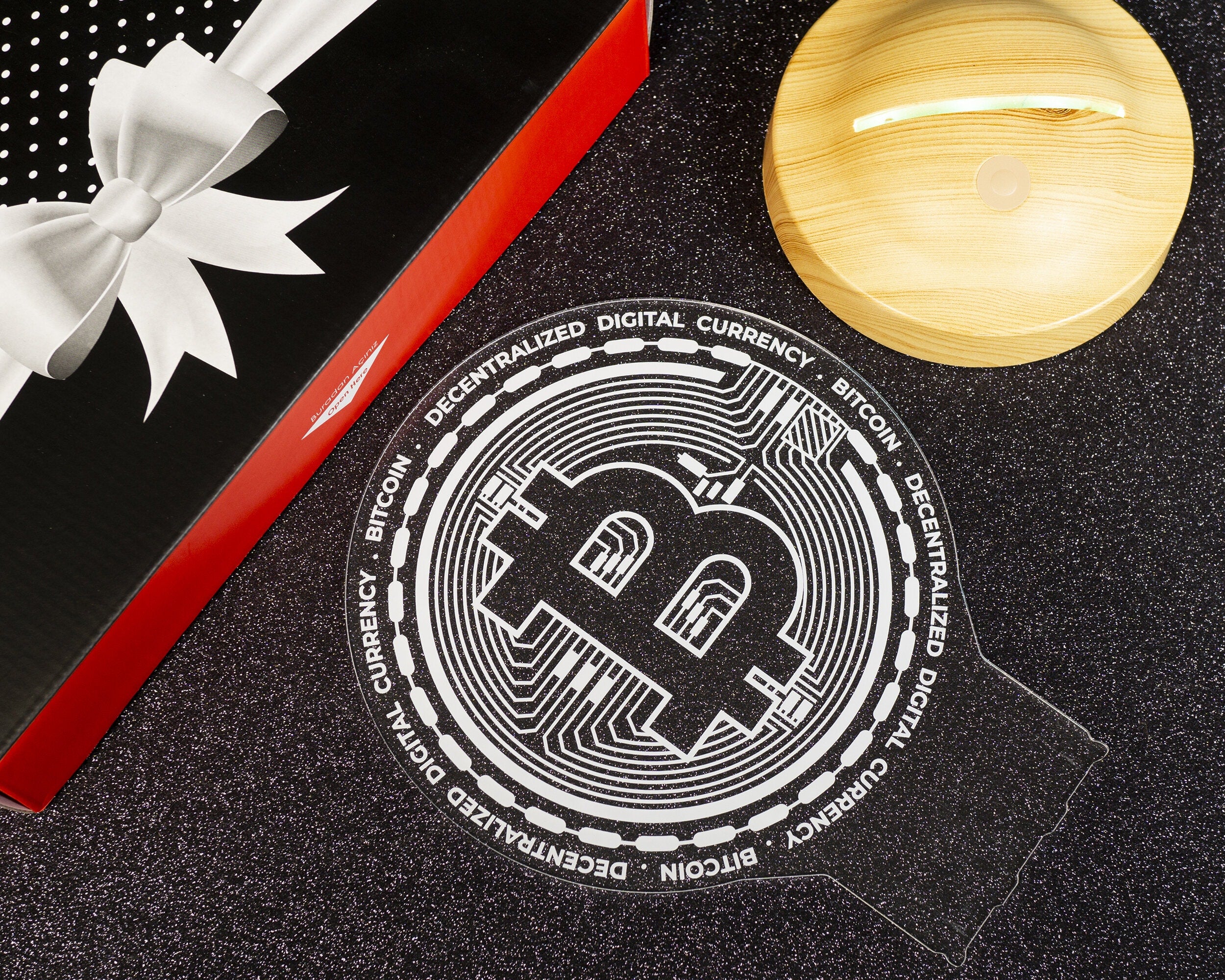Bitcoin Lampe 3D Vision LED Nachtlicht Geschenk für Geburtstag