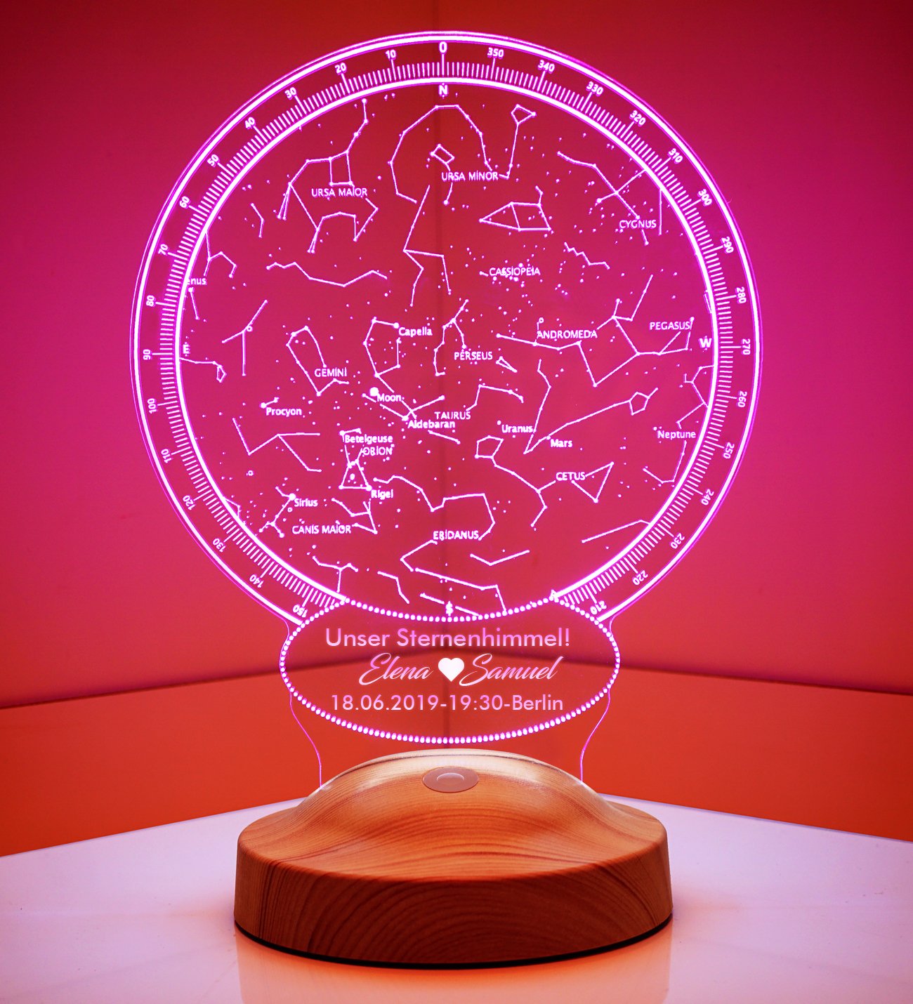 Deine persönliche Stern Himmelsstern MondLampe mit Wunschtext Nachthimmel