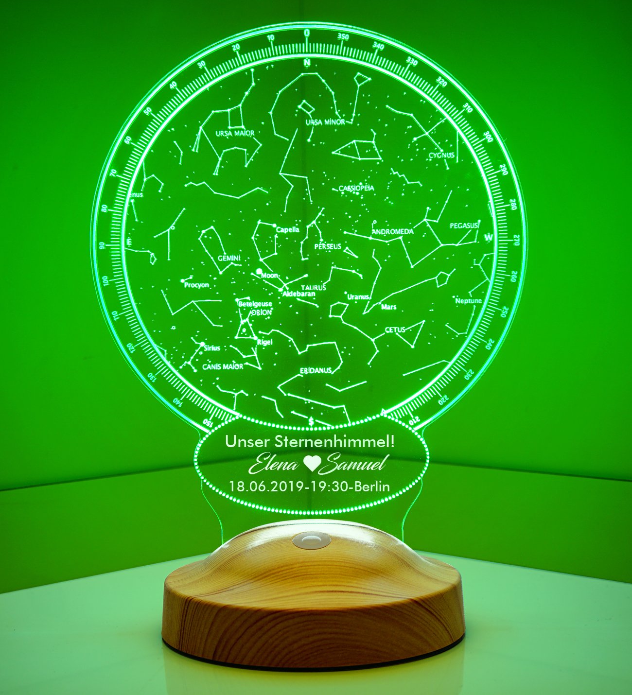 Deine persönliche Stern Himmelsstern MondLampe mit Wunschtext Nachthimmel