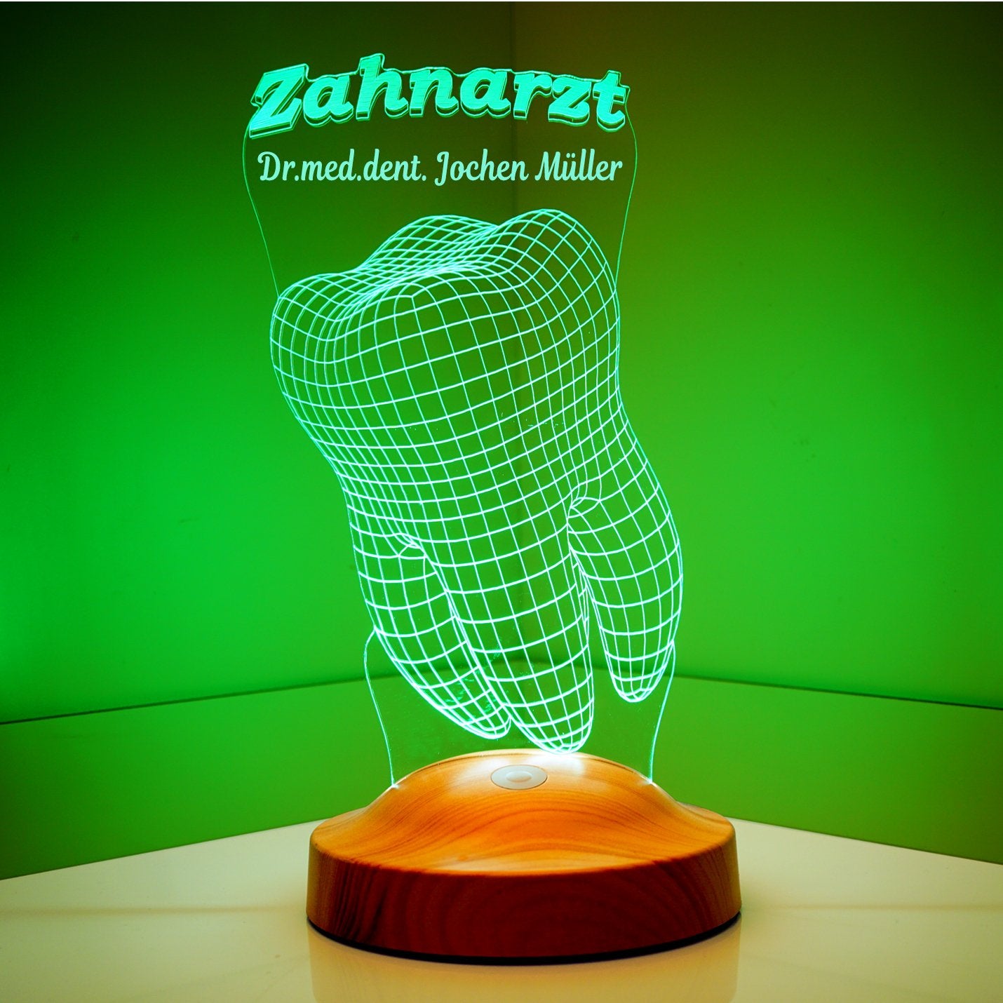 Personalisierte Lampe mit Gravur Zahnartz
