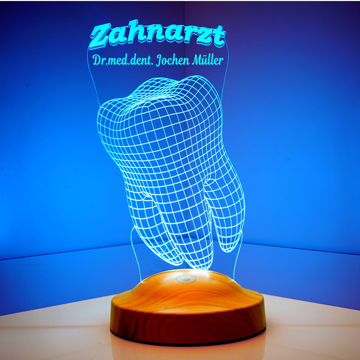 Personalisierte Lampe mit Gravur Zahnarzt