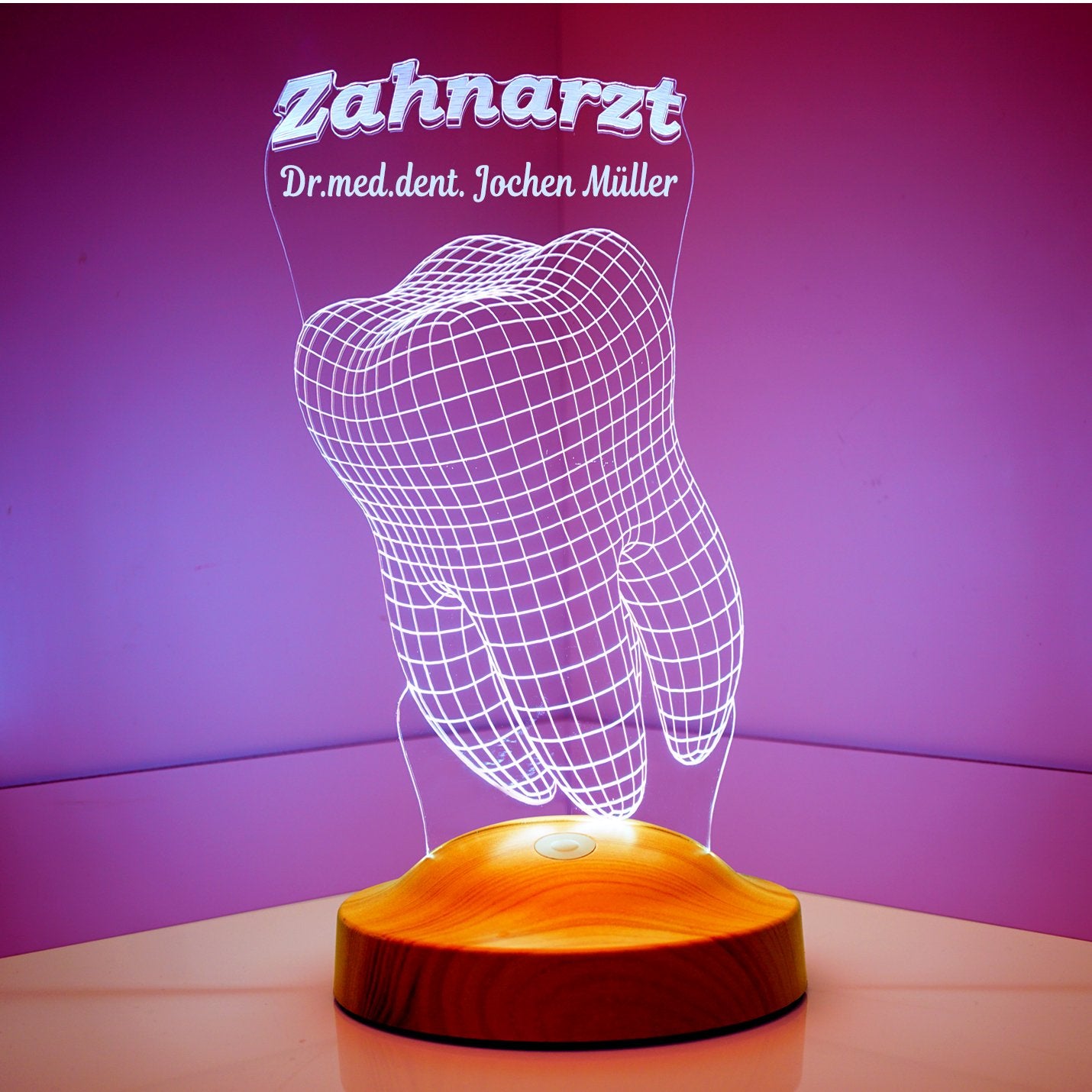 Personalisierte Lampe mit Gravur Zahnarzt