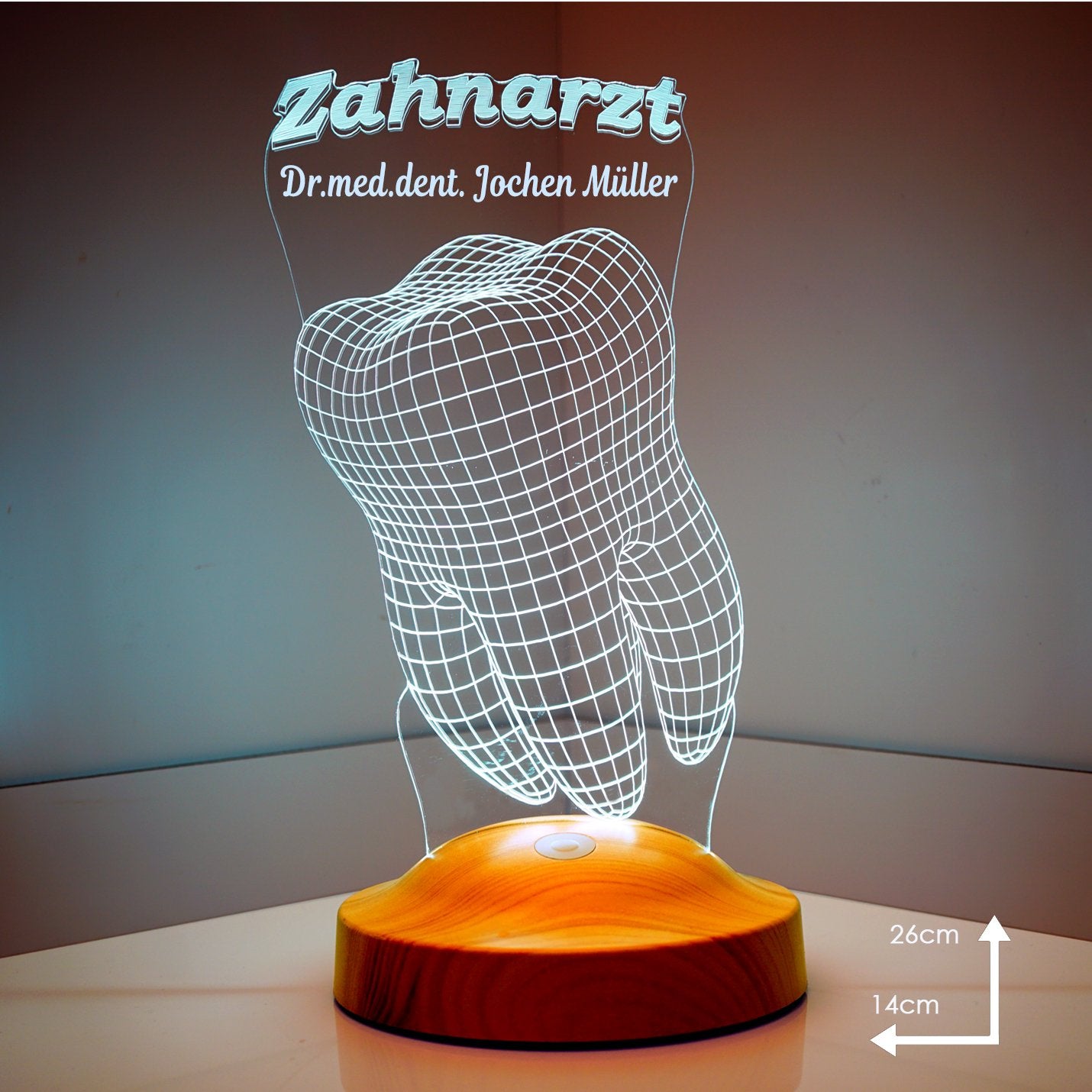 Personalisierte Lampe mit Gravur Zahnarzt