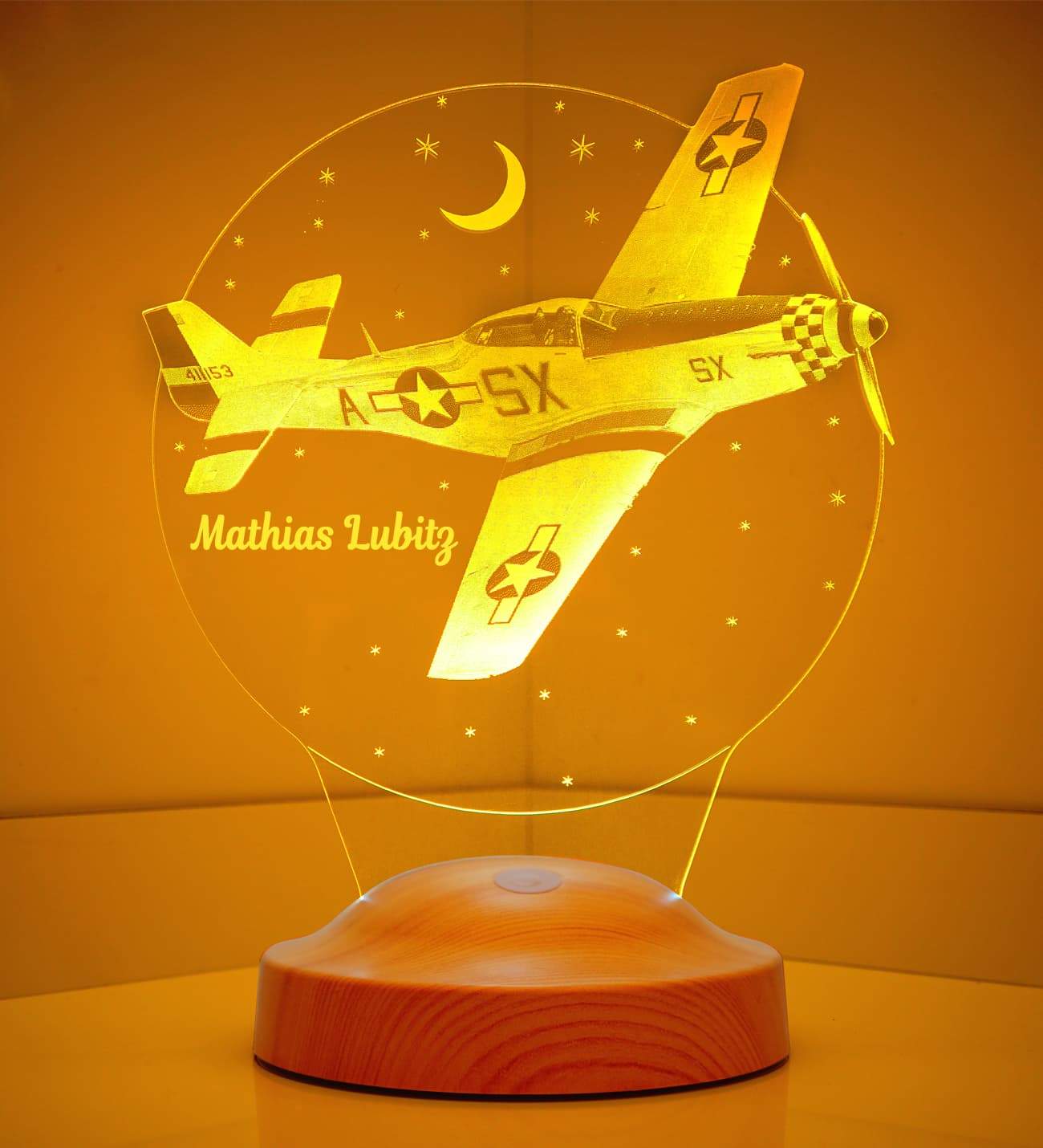 Flugzeug Personalisierte Lampe für Junge mit Wunschtext
