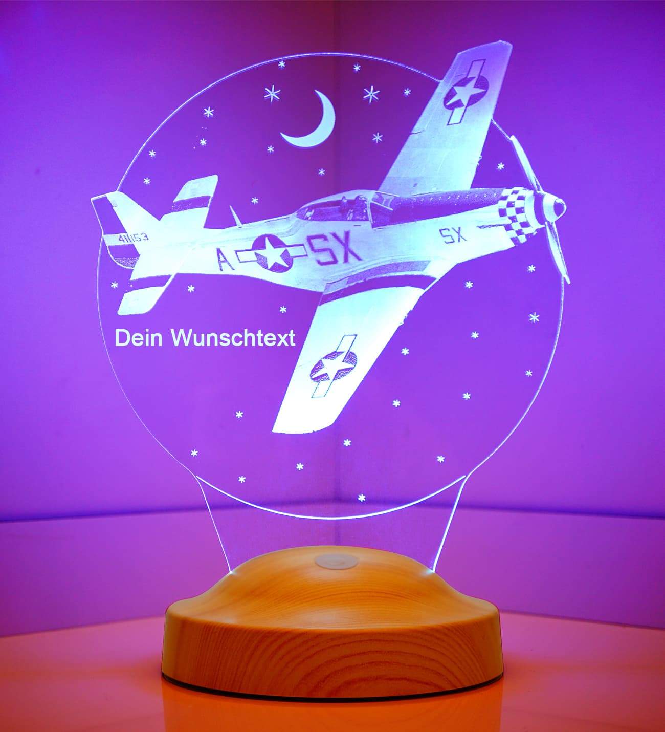 Flugzeug Personalisierte Lampe für Junge mit Wunschtext