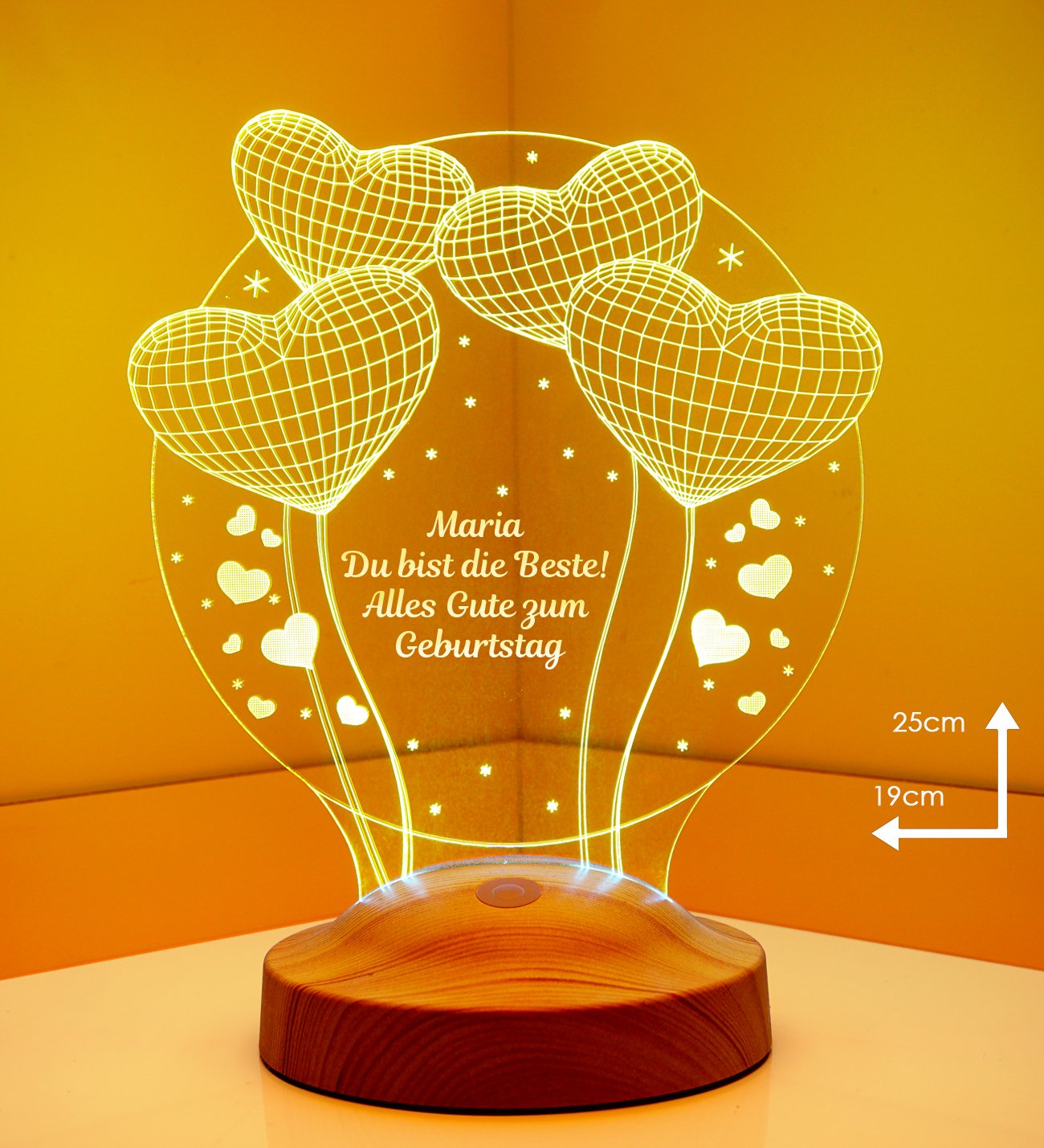 Ballon-Herzen Geburtstagsgeschenk Personalisierte Lampe mit Wunschtext