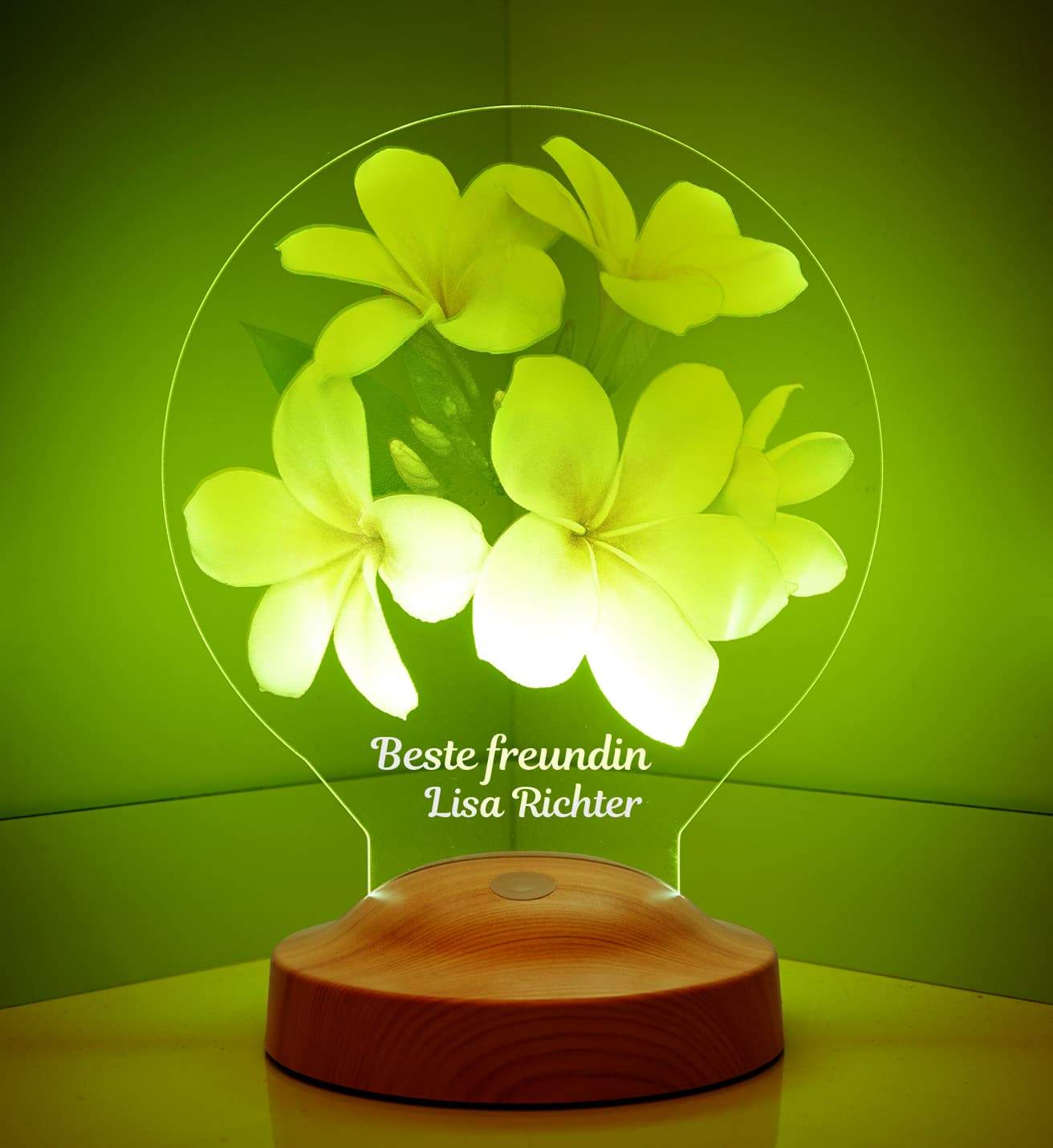 Plumeria Blumen Personalisierte Geschenke für Freundin - Lampe mit Wunschtext