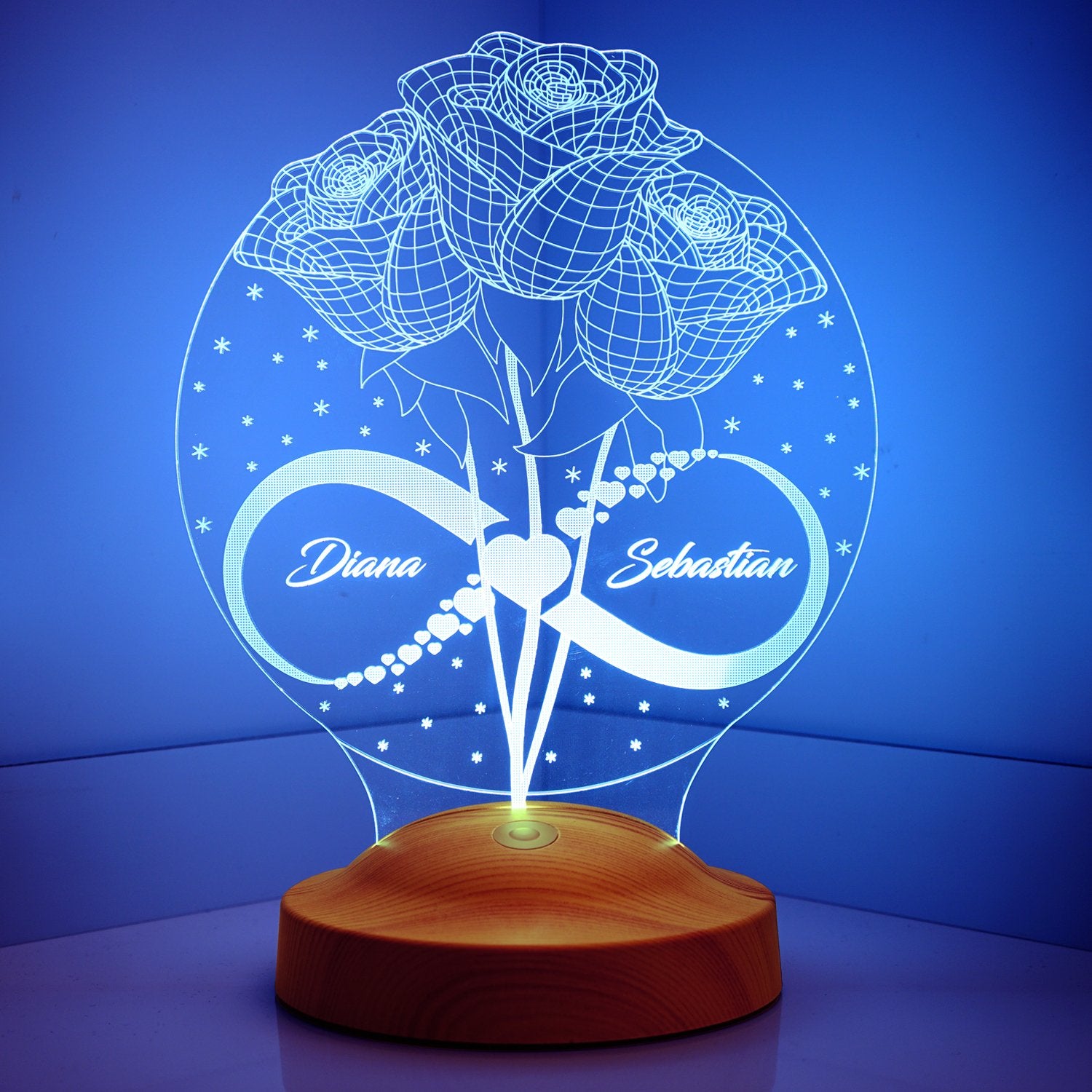 Rosen und Ewigkeit Personalisierte Geschenke Lampe mit Wunschtext