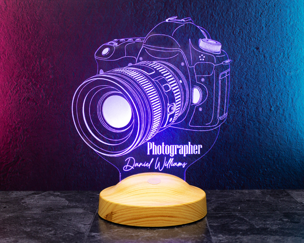 Fotokamera LED Lampe als Geschenk für Fotografen 3D Illusionslampe