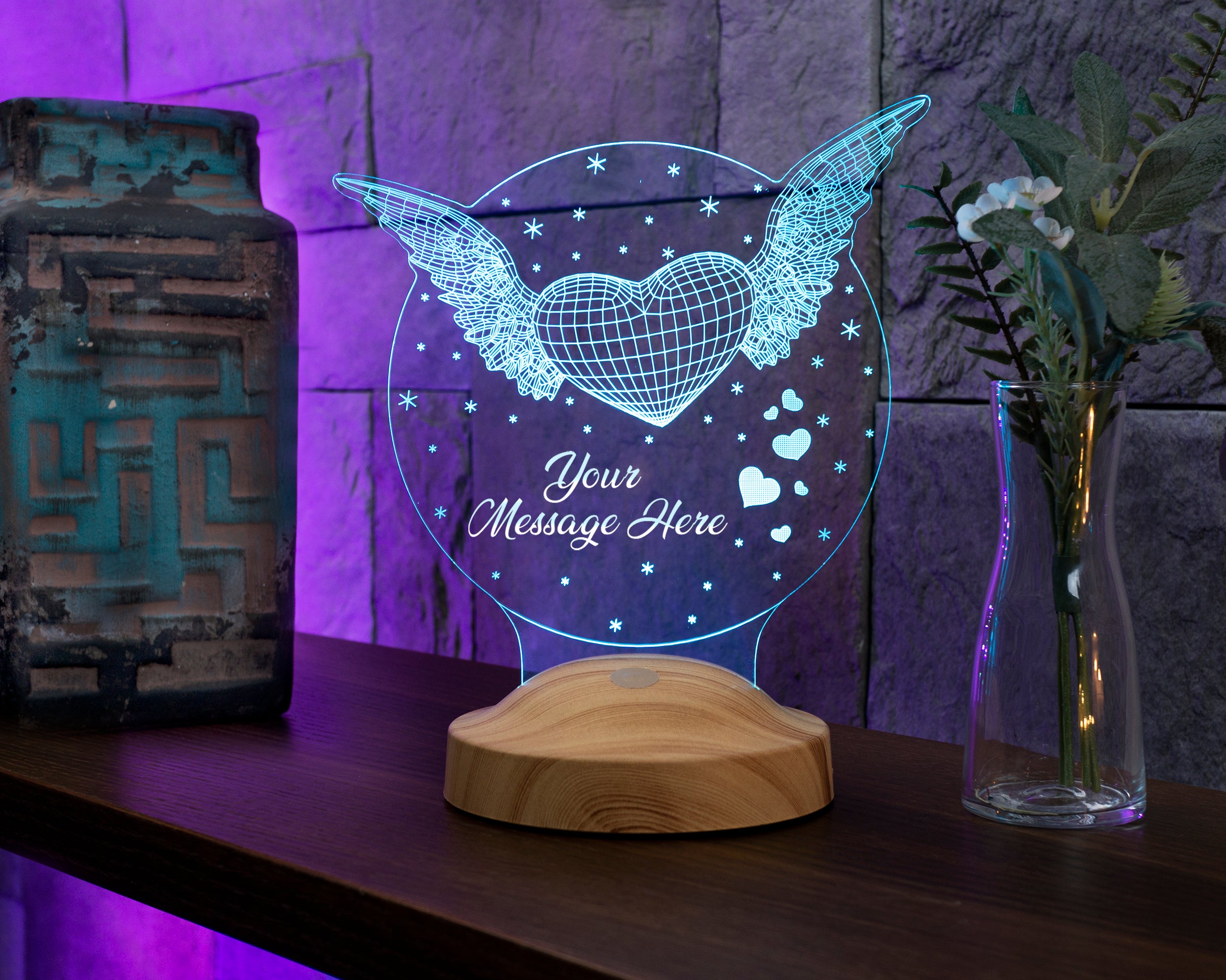 Fliegendes Herz Personalisierte Muttertagsgeschenk Nachttischlampe mit Wunschtext