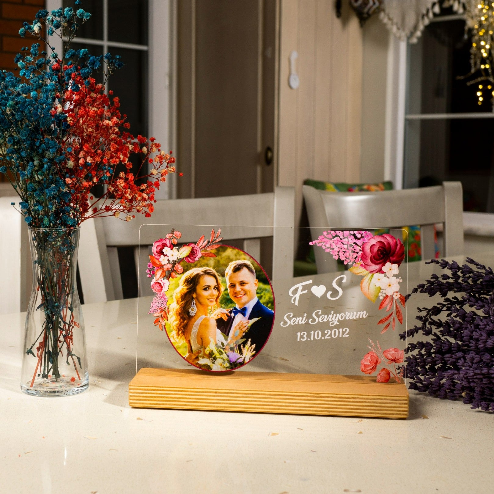 Personalisiertes Fotogeschenk mit hochwertigem UV-Druck Holzaufsteller & Geschenkbox