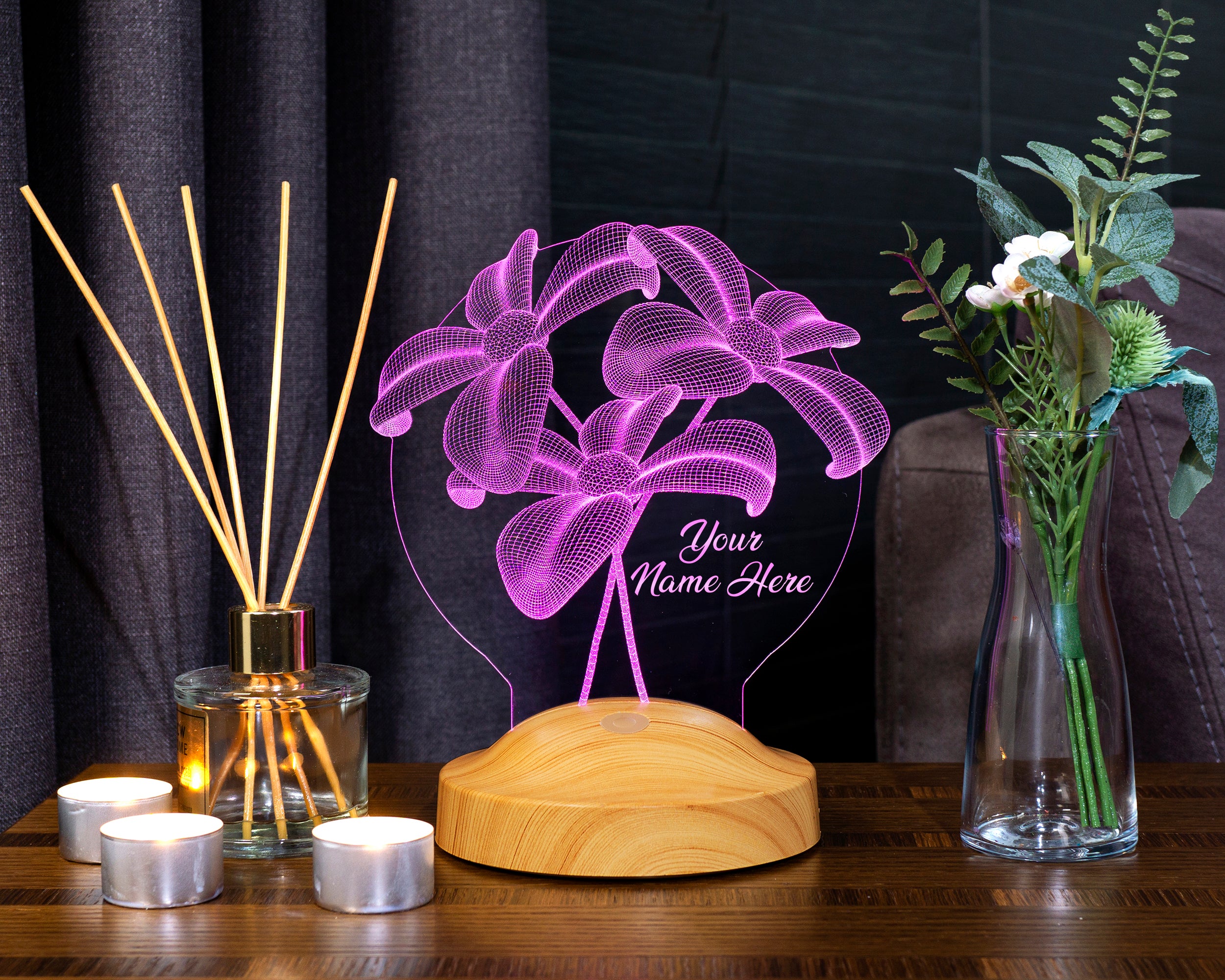 Blumenstrauß Personalisierte Lampe mit Wunschtext