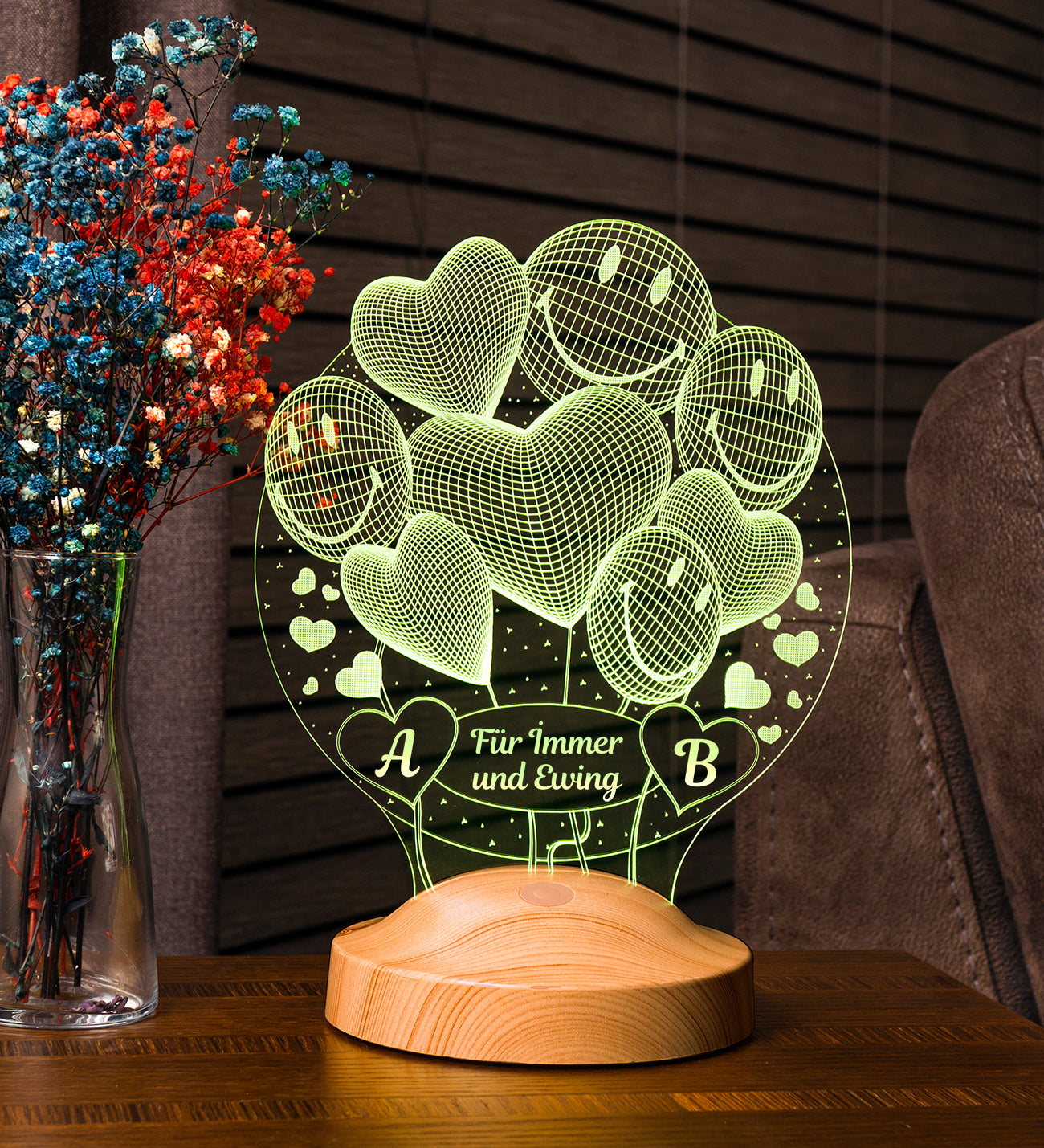 Smiley Ballon Personalisierte Geschenke Lampe mit Wunschtext