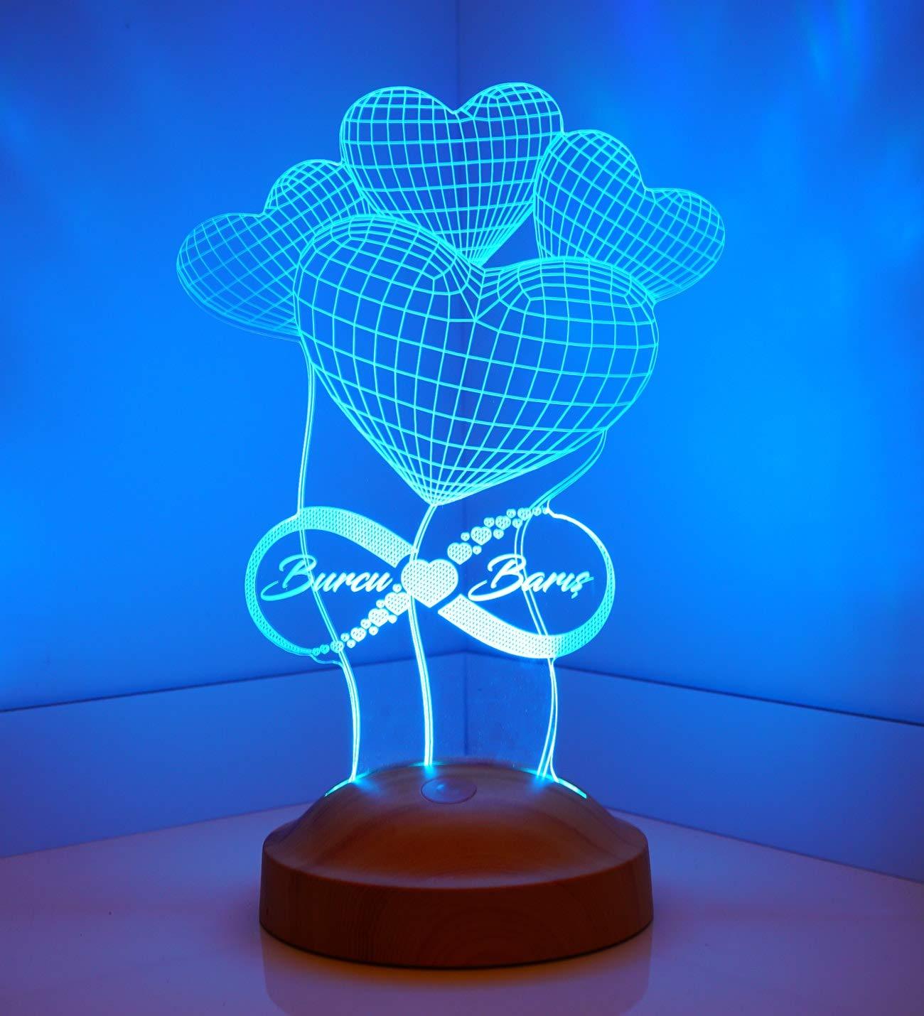 Ballon-Herzen Unendlichkeit für die Frau Personalisierte Lampe mit Gravur