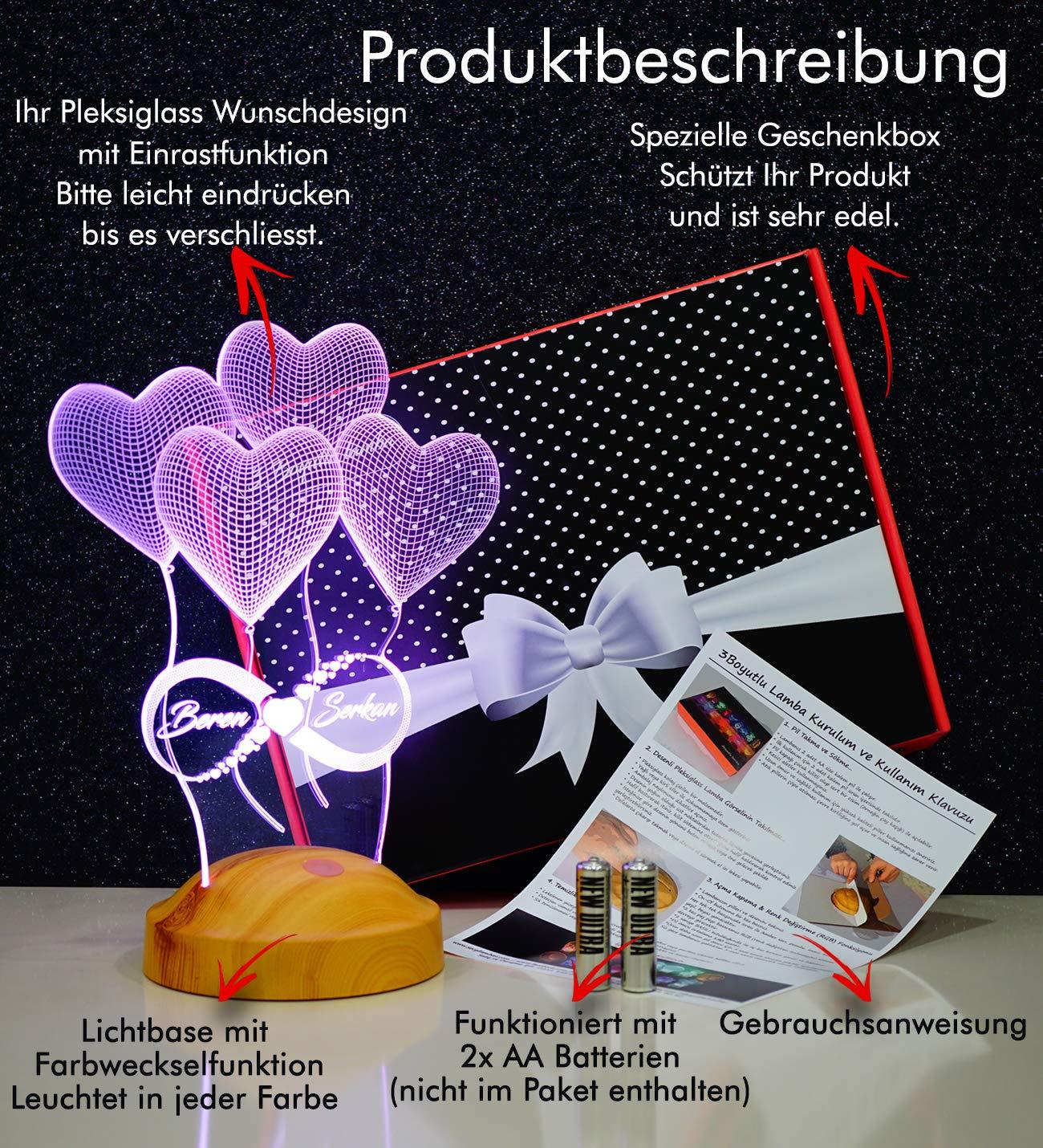 Ballon-Herzen Unendlichkeit für die Frau Personalisierte Lampe mit Gravur