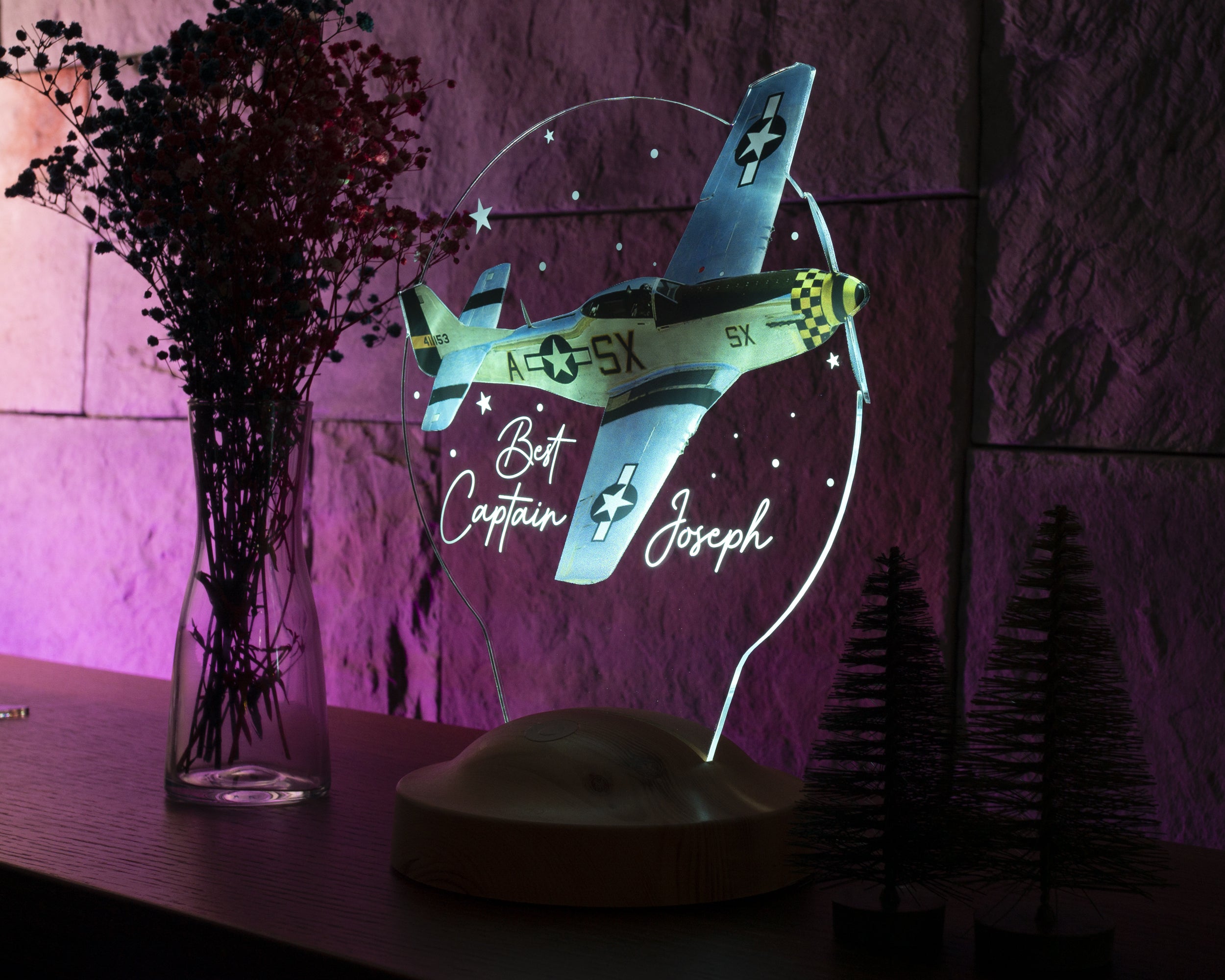 FLUGZEUG NACHTLICHT Rgb Nachtlicht, Mustang P52 Flugzeug licht perfekt für Nachttisch