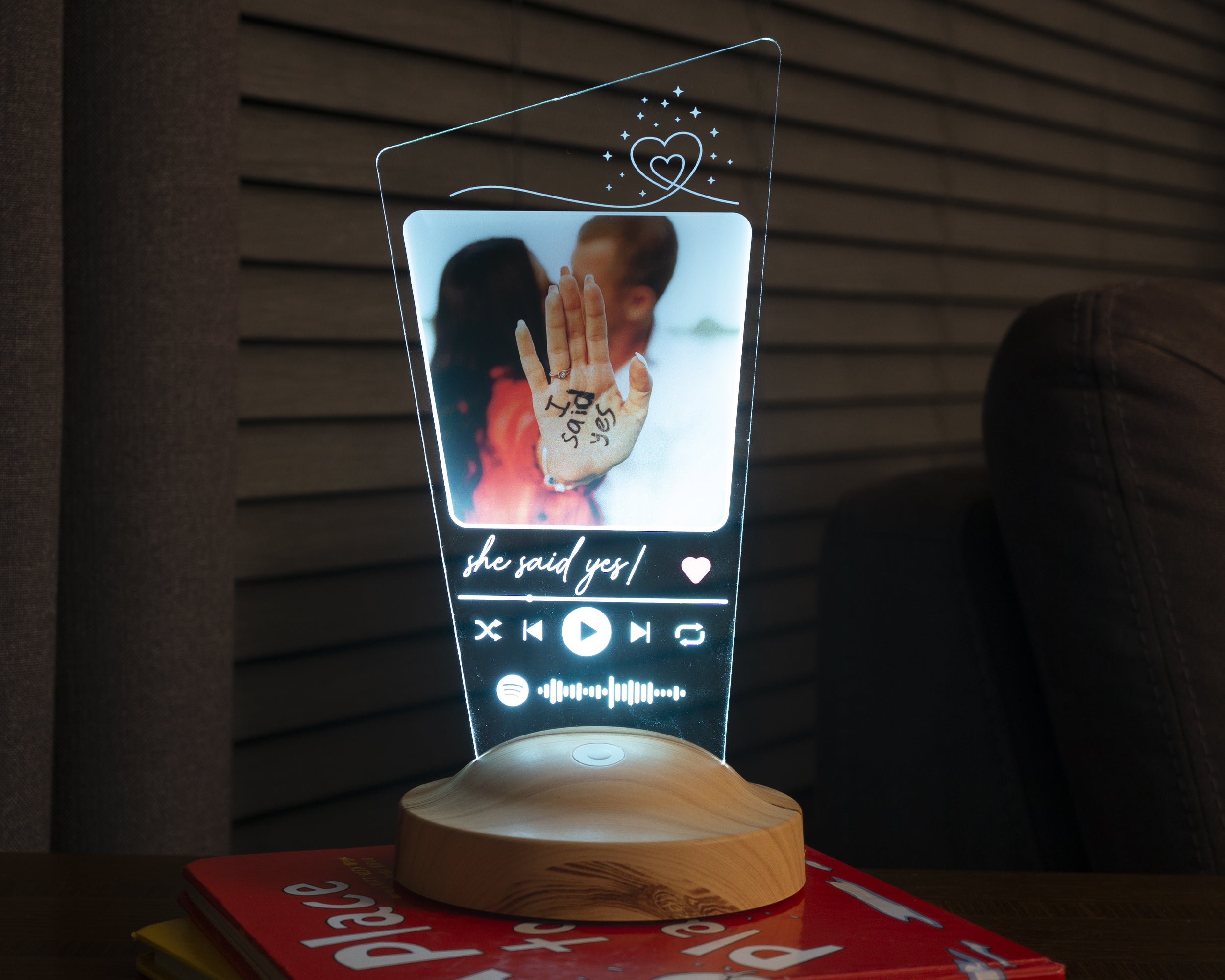Spotify Personalisierte Foto Lampe mit Wunschtext & eigenes Bild mit hochwertigem UV-Druck